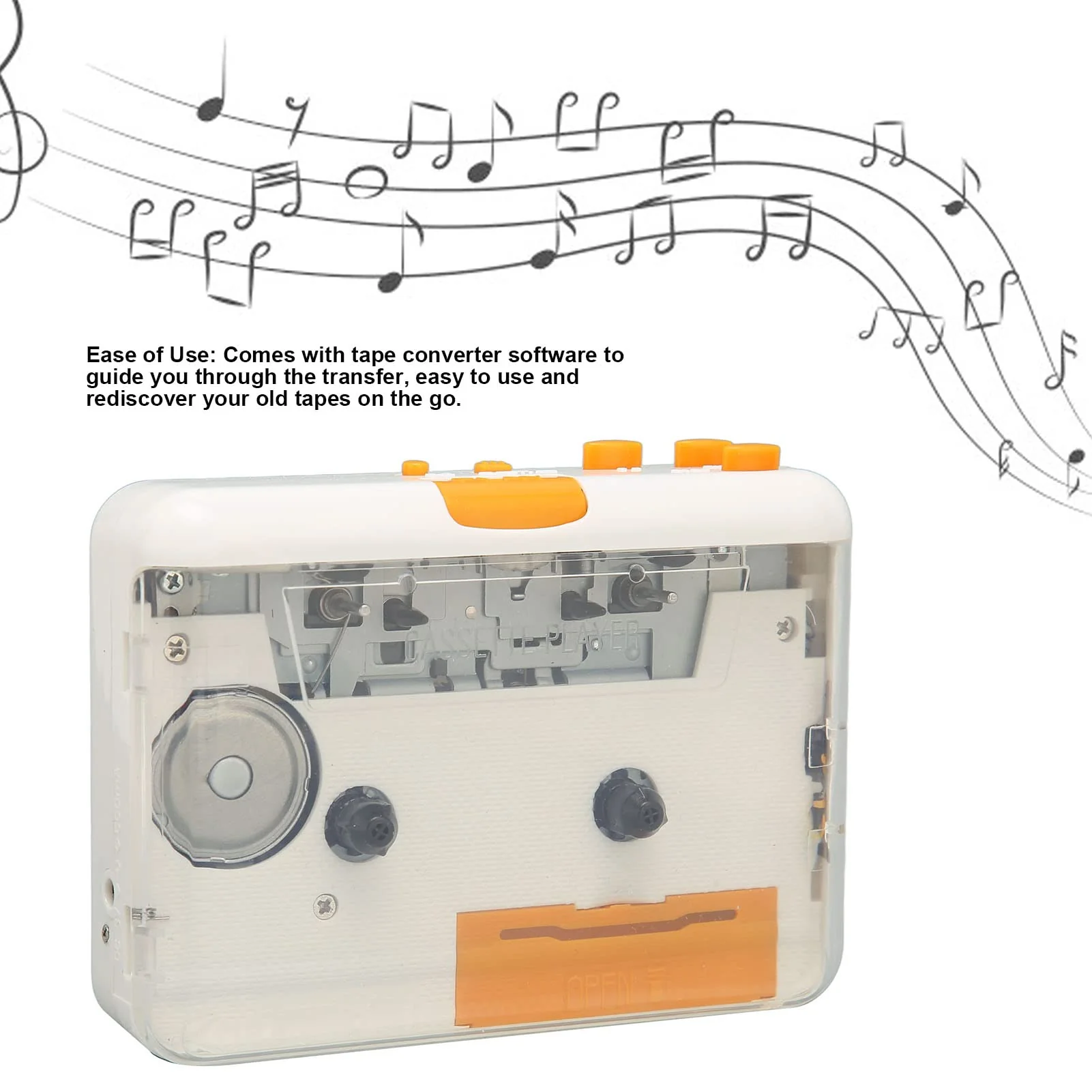 Cassette Player, Portable Tape Player Drive USB Cassette to MP3 Converter with Earphone Volume Control, Plug and Play Clear Sound Cassette for USB drive for CD for iPod for - Image 2