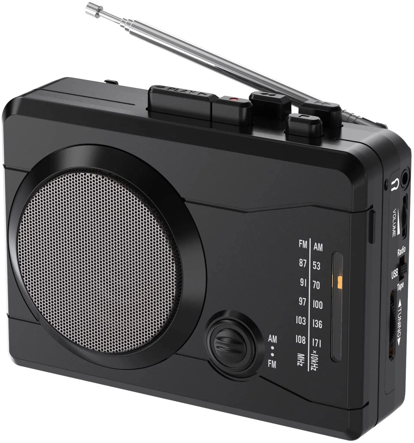 Cassette Player Recorder, Portable Retro Tape Player Audio Recording, AM/FM Radio, Tape to MP3 Converter, Built-in External Speaker,Suitable for Leisure Sports,Entertainment,Everyday Recording(Black) Black