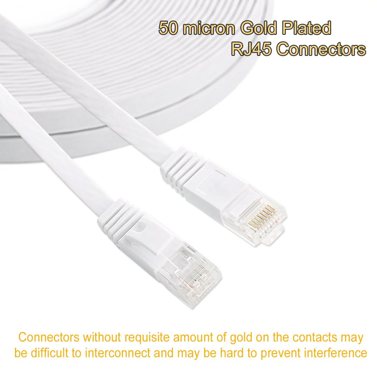 Cat 6 Ethernet Cable 25 ft White Flat - Solid Internet Network Lan patch cord – Cat6 High Speed Computer wire With clips & Rj45 Connectors for Router, modem, PS, Xbox– faster than Cat5e/Cat5 - 25 feet 25ft - Image 3