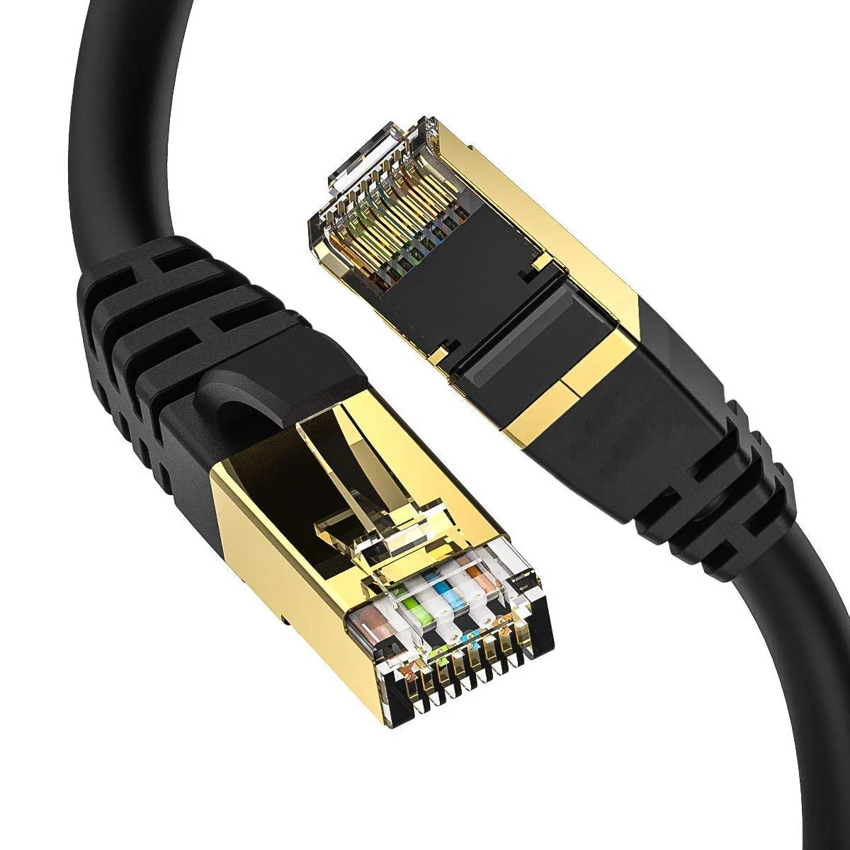 Cat8 Ethernet Cable, Outdoor&Indoor, 6FT Heavy Duty High Speed 26AWG Cat8 LAN Network Cable 40Gbps, 2000Mhz with Gold Plated RJ45 Connector, Weatherproof S/FTP UV Resistant for Router/Gaming/Modem Cat8-6ft