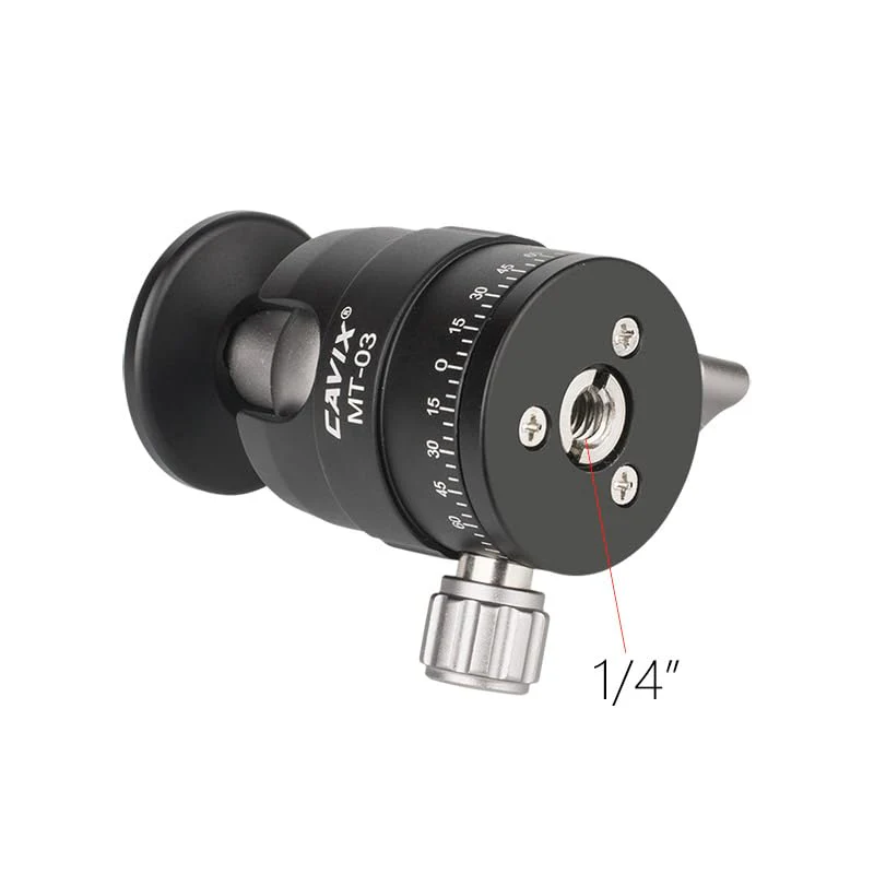 CAVIX Mini Ball Head with 1/4" Screw 3/8" Thread Mount 360 Degree Panoramic Metal Tripod Head Max Load 11lb/5kg HB03A - Image 4