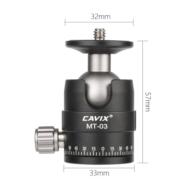 CAVIX Mini Ball Head with 1/4" Screw 3/8" Thread Mount 360 Degree Panoramic Metal Tripod Head Max Load 11lb/5kg HB03A - Image 6