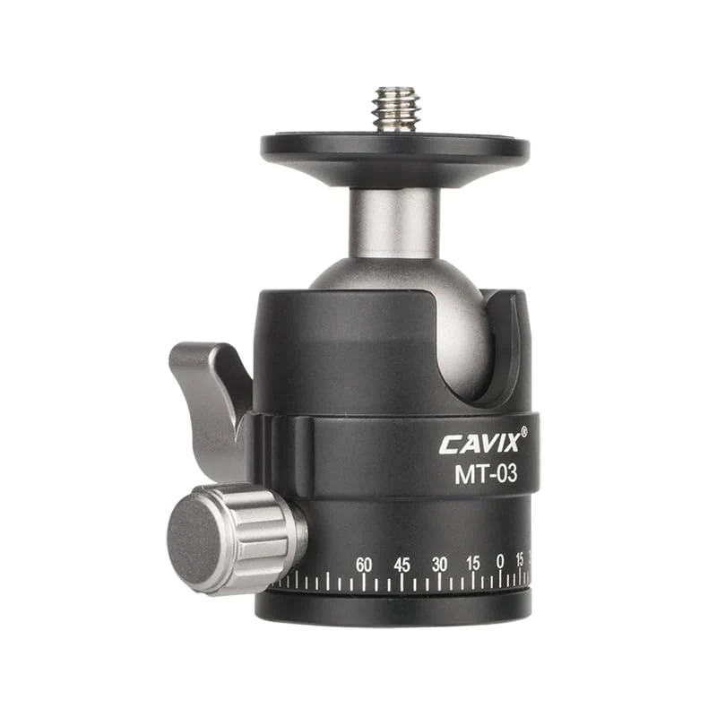 CAVIX Mini Ball Head with 1/4" Screw 3/8" Thread Mount 360 Degree Panoramic Metal Tripod Head Max Load 11lb/5kg HB03A - Image 7