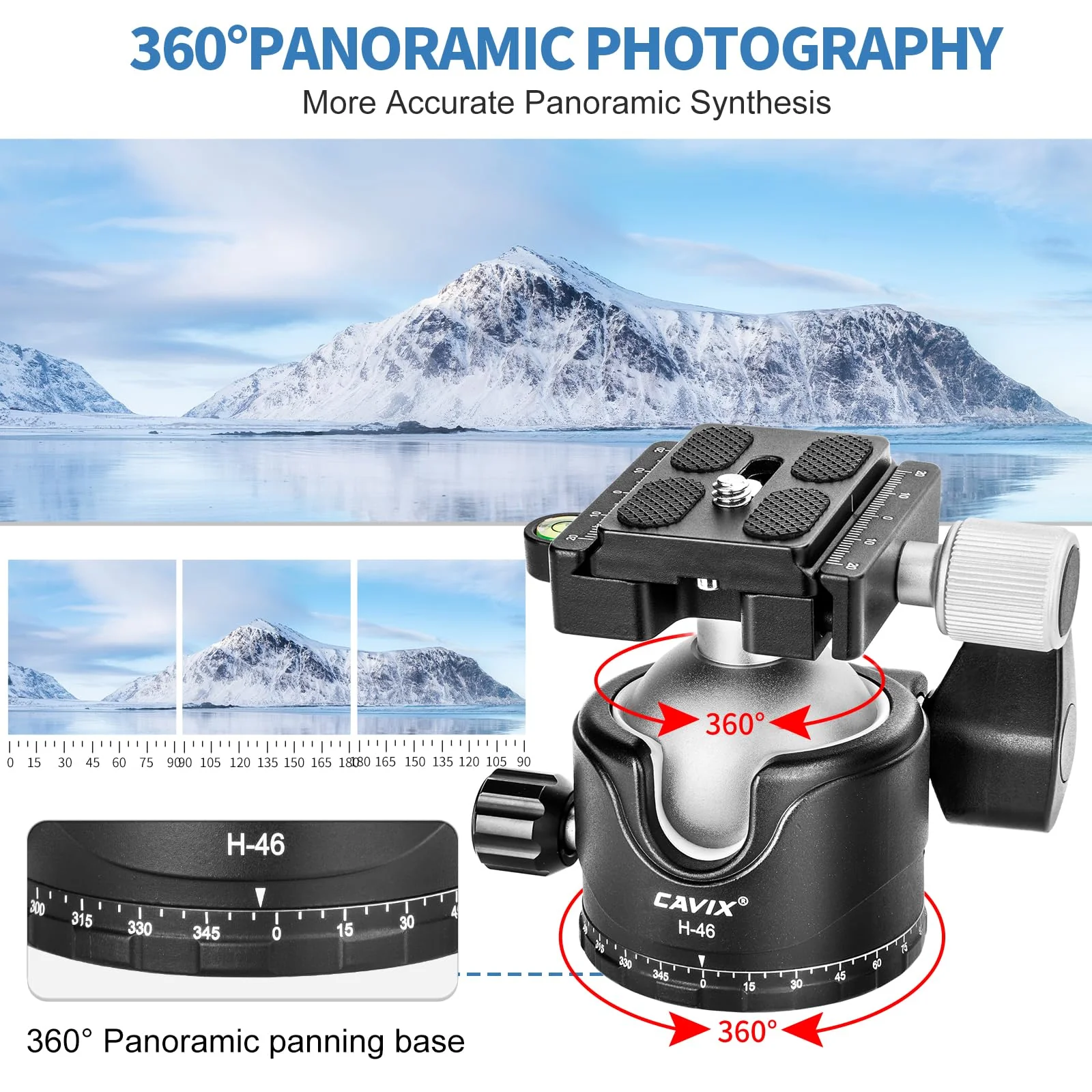 CAVIX Tripod Ball Head with 1/4" Arca Swiss Quick Release Plate Aluminium Tripod Ball Head Mount Large Ball HB46A - Image 7