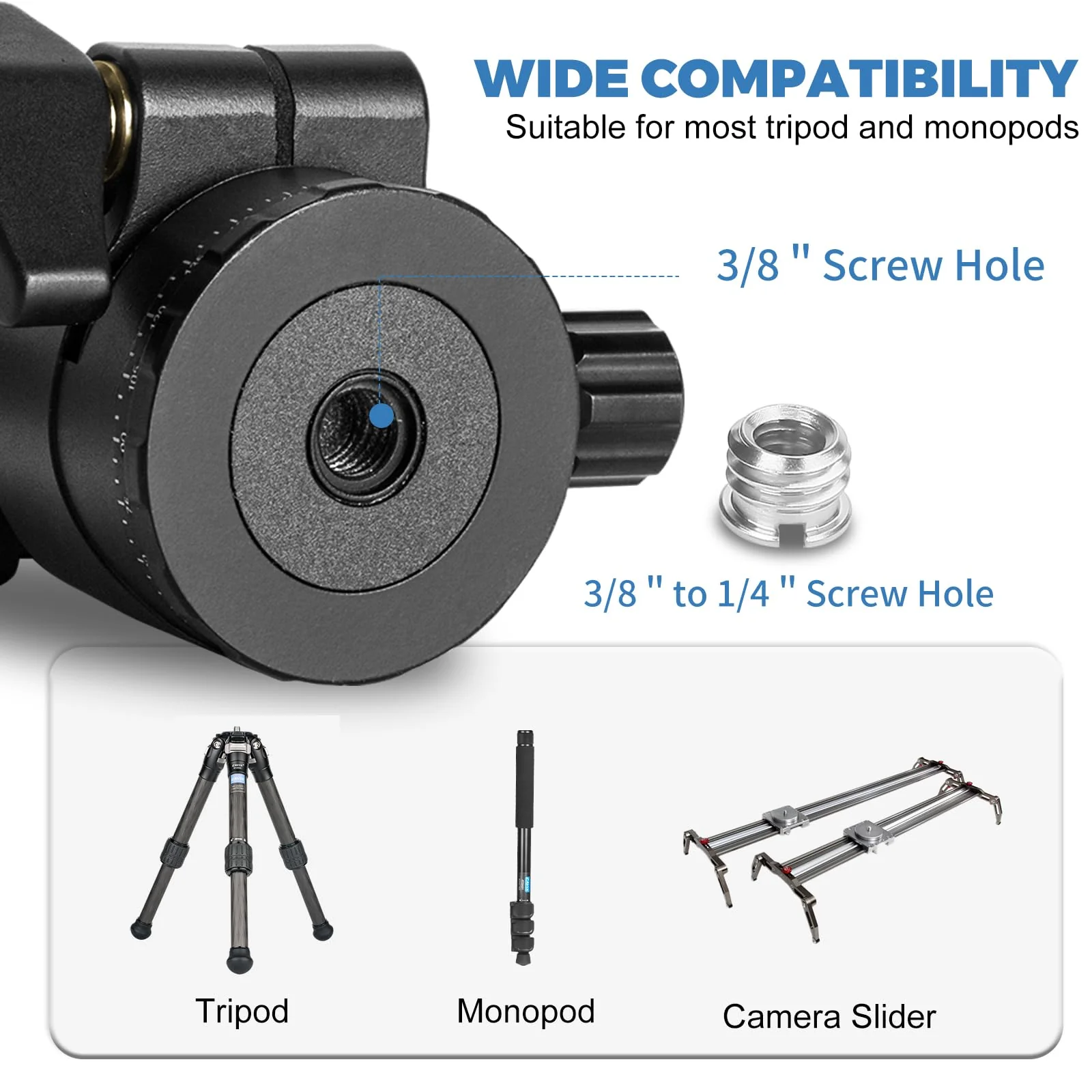 CAVIX Tripod Ball Head with 1/4" Arca Swiss Quick Release Plate Aluminium Tripod Ball Head Mount Large Ball HB46A - Image 8