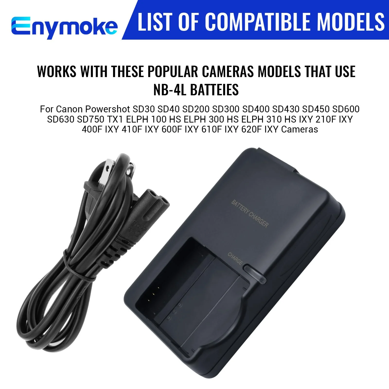 CB-2LV CB-2LVE Battery Charger for Canon NB-4L Battery Compatible with Canon Powershot SD40 SD30 SD300 SD200 SD430 SD450 SD600 SD400 SD630 SD750 TX1 ELPH 100 HS ELPH 300 HS ELPH 310 HS Cameras Battery - Image 5