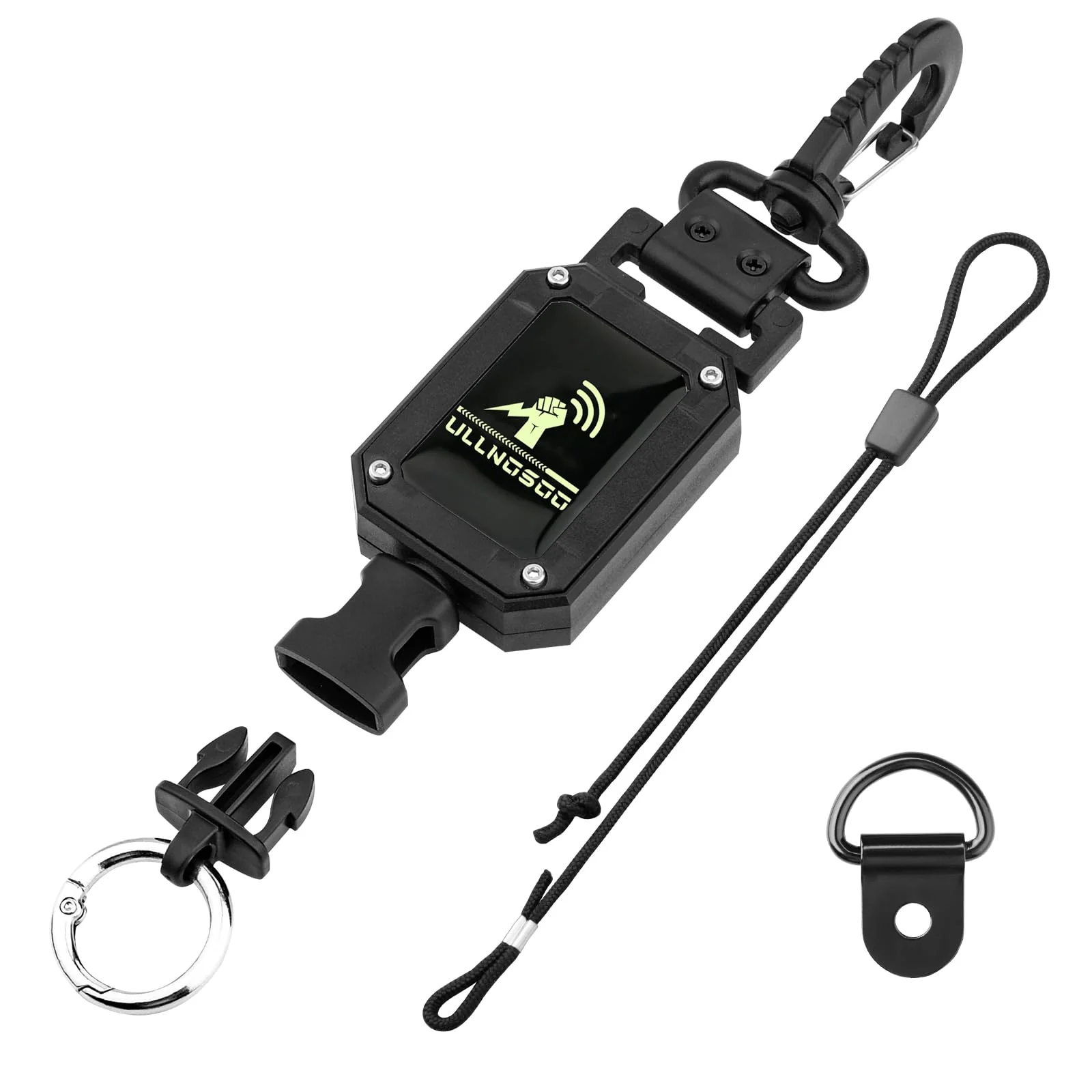 CB Mic Holder, 2Pcs Retractable Luminous Material 360° Rotatable Microphone Hanger Keeper CB Radio Accessory, Heavy-Duty Tether 32" Stainless Steel Cord with Adjustable Mount Kit for Night Driving 2