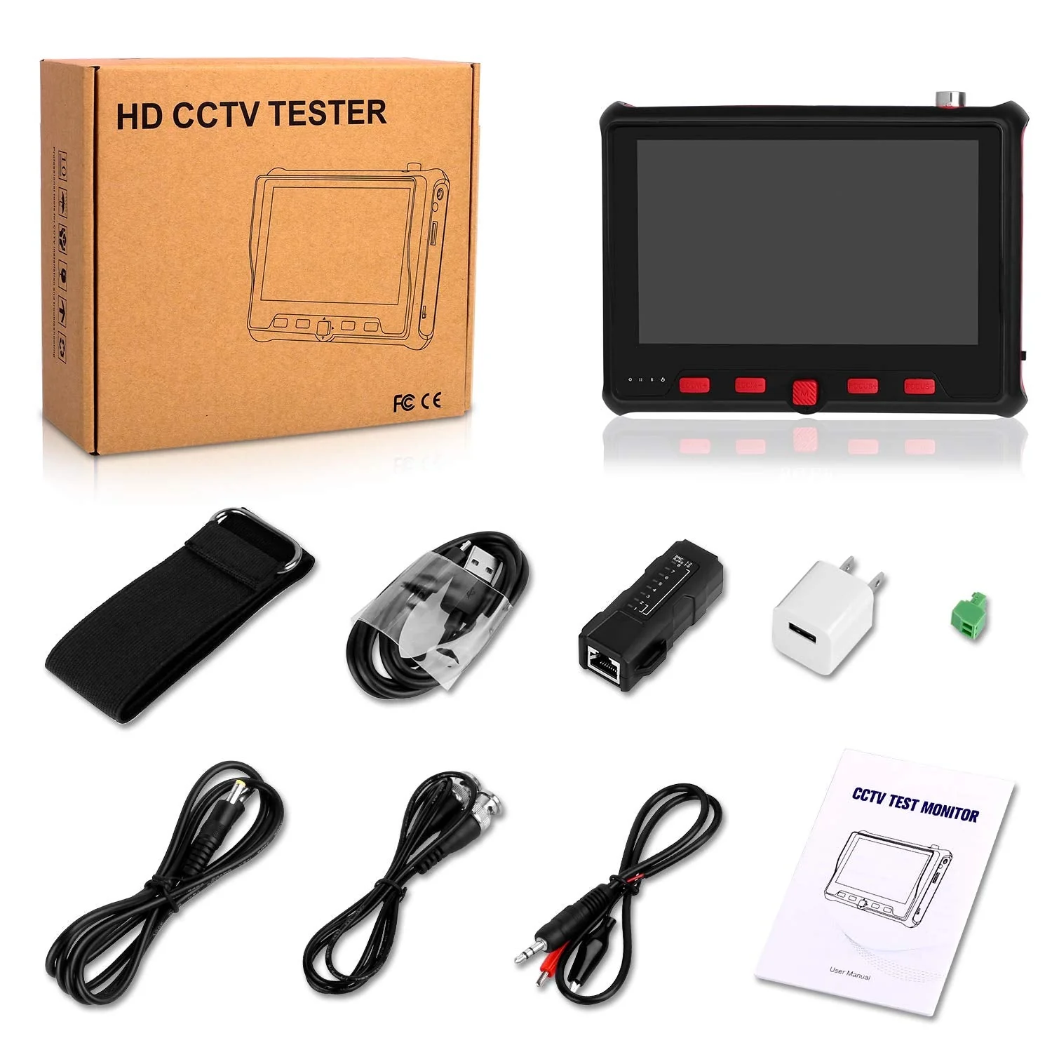 CCTV Tester 4-in-1 Portable Camera Tester HD 8MP AHD/TVI/CVI/CVBS Analog Tester 4.3-inch LCD Moniter Analog Video Test Cable Test PTZ Control 12V Power Output UTC OSD Control (6300W) - Image 8