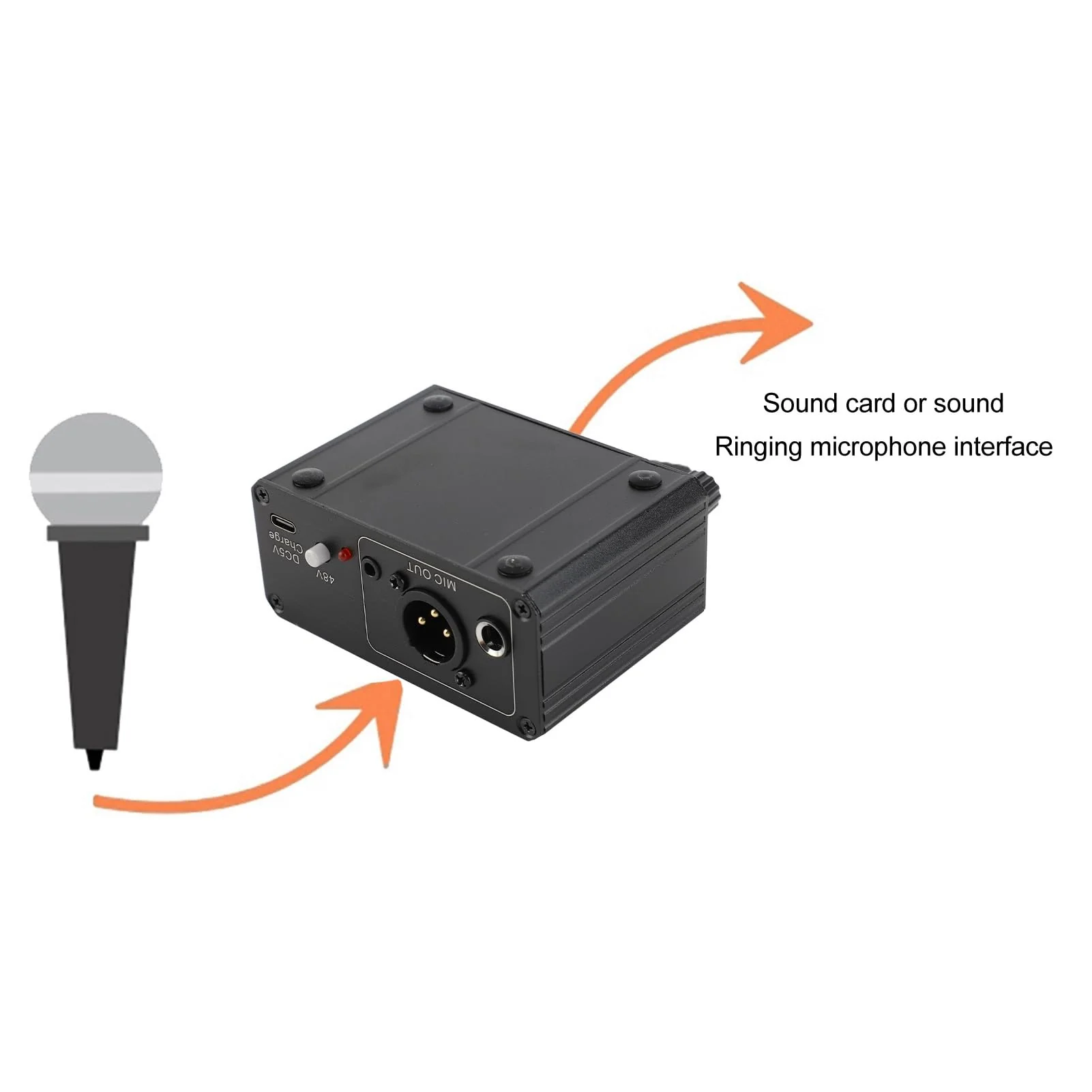 CCYLEZ Mic Preamp, 48V Power, Low Noise, XLR Output, Black, 1 Pack, Mic Preamplifier, XLR, TRS - Image 8