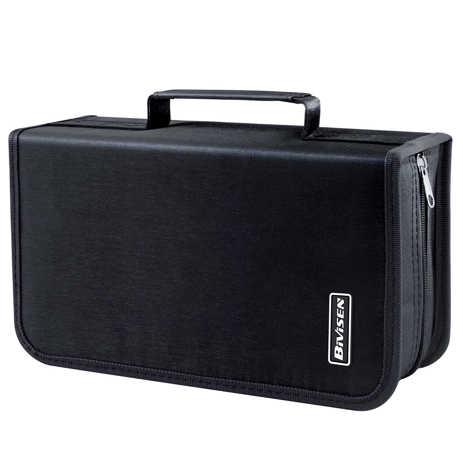 CD/DVD Case Holder, 128 Capacity CD VCD Media Wallet, Storage, Holder, Booklet, Organizer (Black) Black