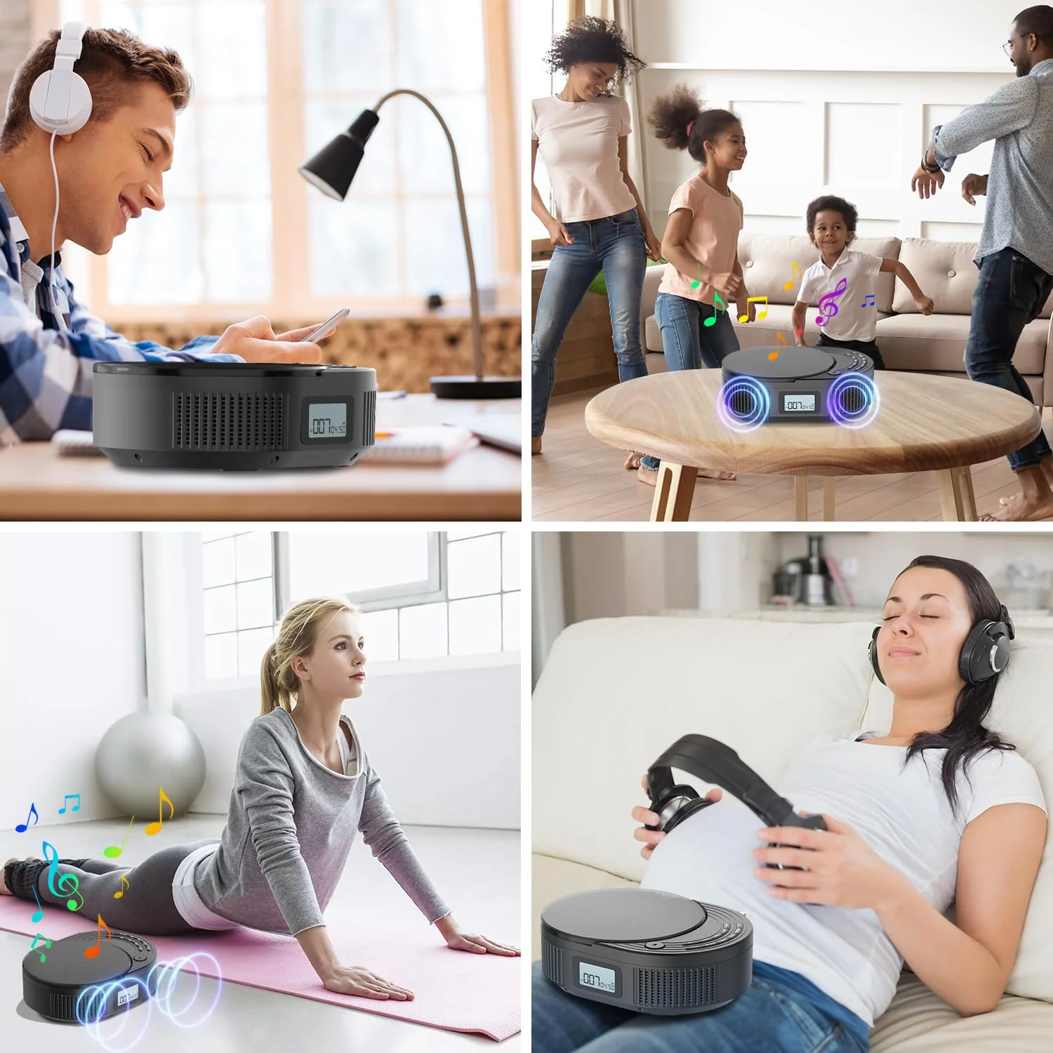 CD Player Portable,MONODEAL Boombox CD Player with Bluetooth Transmitter,FM Radio & Bluetooth Speaker 2 in 1 Combo,Portable CD Player for Car/Home with Remote Control,Headphone Jack,Support AUX/USB Classic Black - Image 9