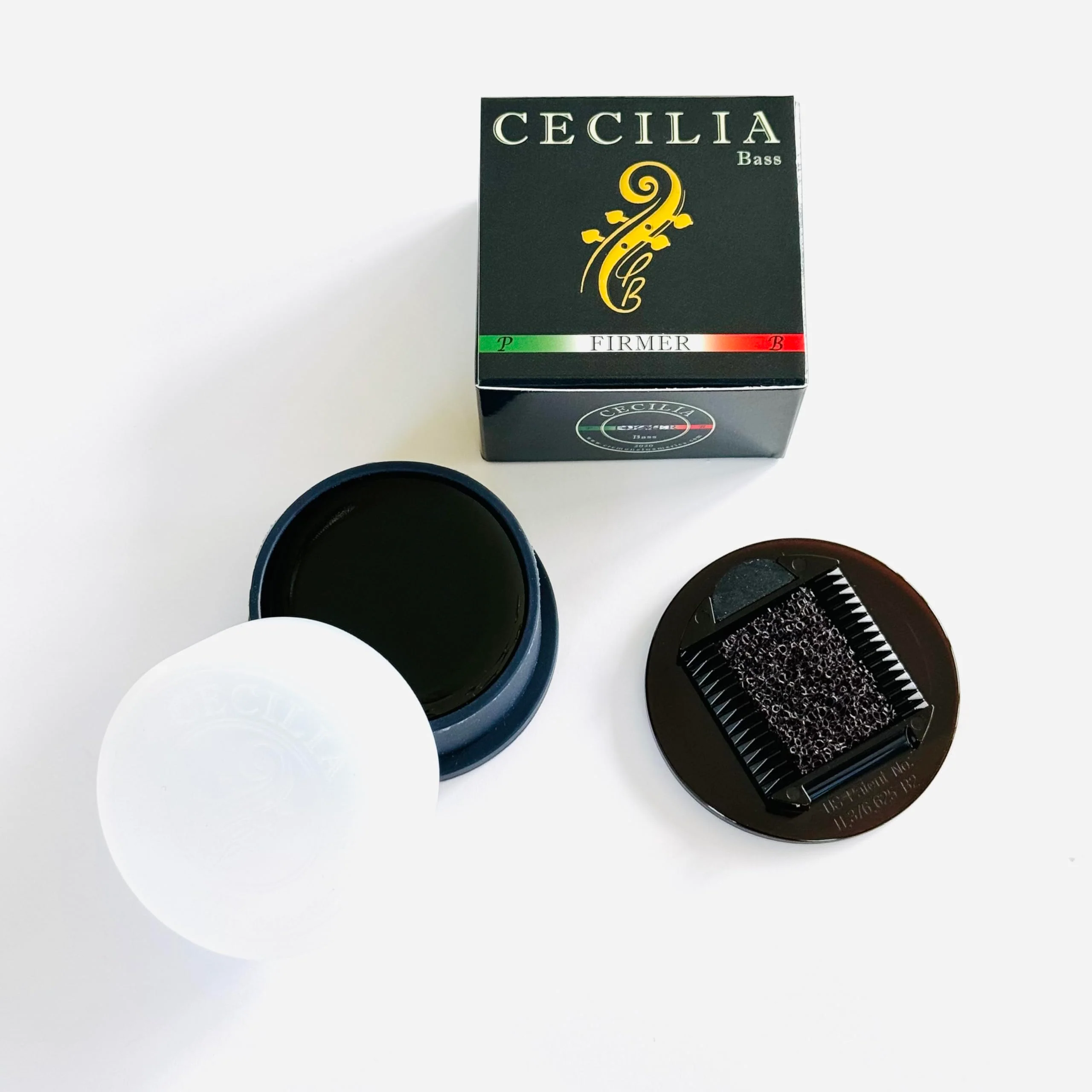 CECILIA Rosin for Bass 'Firmer' Formula, Bass Rosin Specially Formulated for Bass Bows with Included Rosin Spreader Firmer