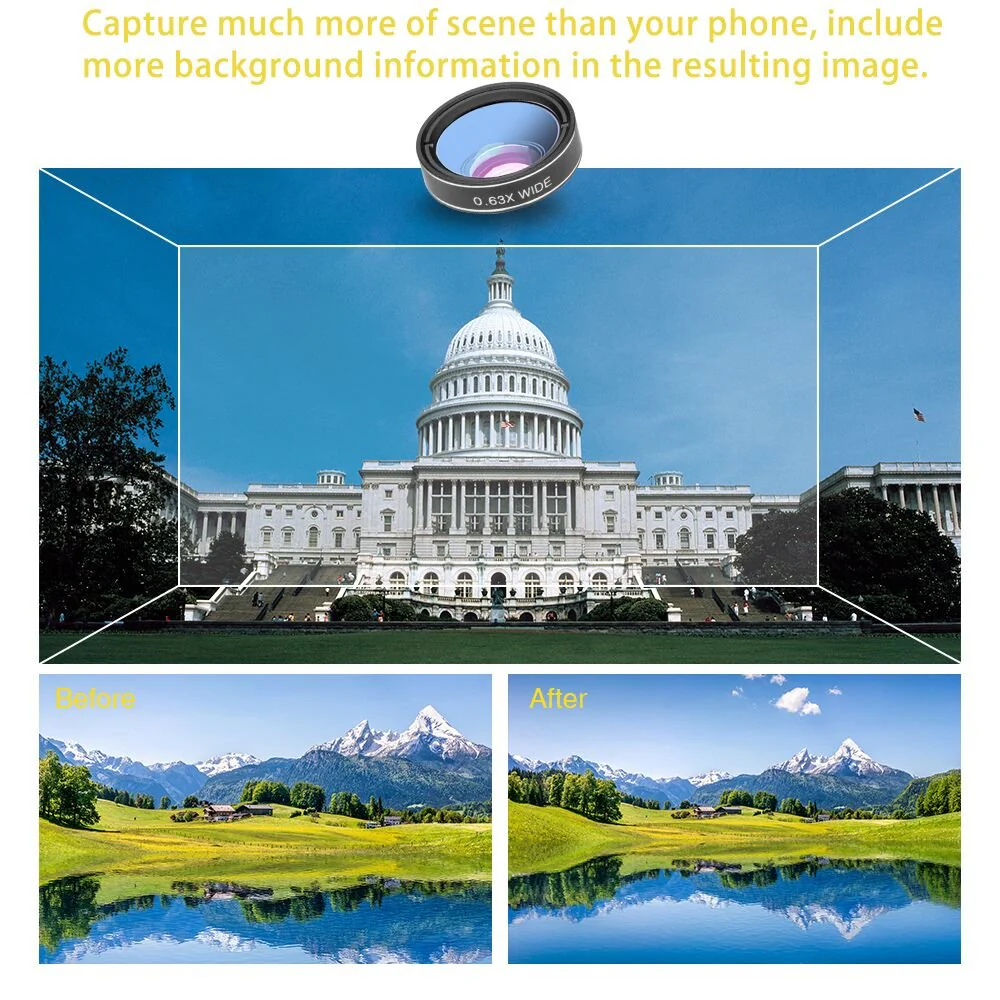 Cell Phone Camera Lens with Tripod+ Shutter Remote,6 in 1 18x Telephoto Zoom Lens/Wide Angle/Macro/Fisheye/Kaleidoscope/CPL, Clip-On lense Compatible for iPhone X 8 7 6s Plus, Samsung and More Lenses - Image 4
