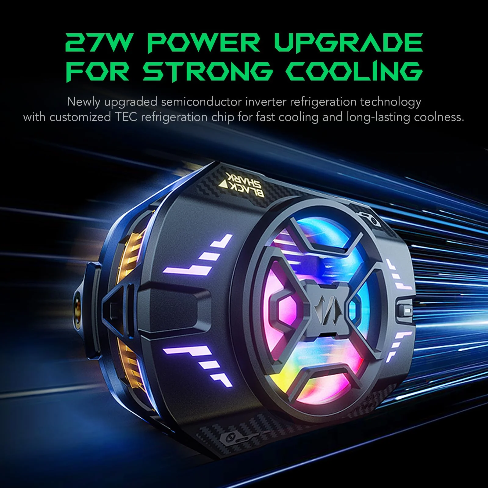 Cell Phone Cooler for Gaming Black Shark FunCooler 4 Pro, 27W Mobile Phone Cooling Fan with Sleep Timer/Fan Speed Settings for 2.59-3.46 inches iPhone/Android Heatsink, Cellphone Radiator RGB Light - Image 4