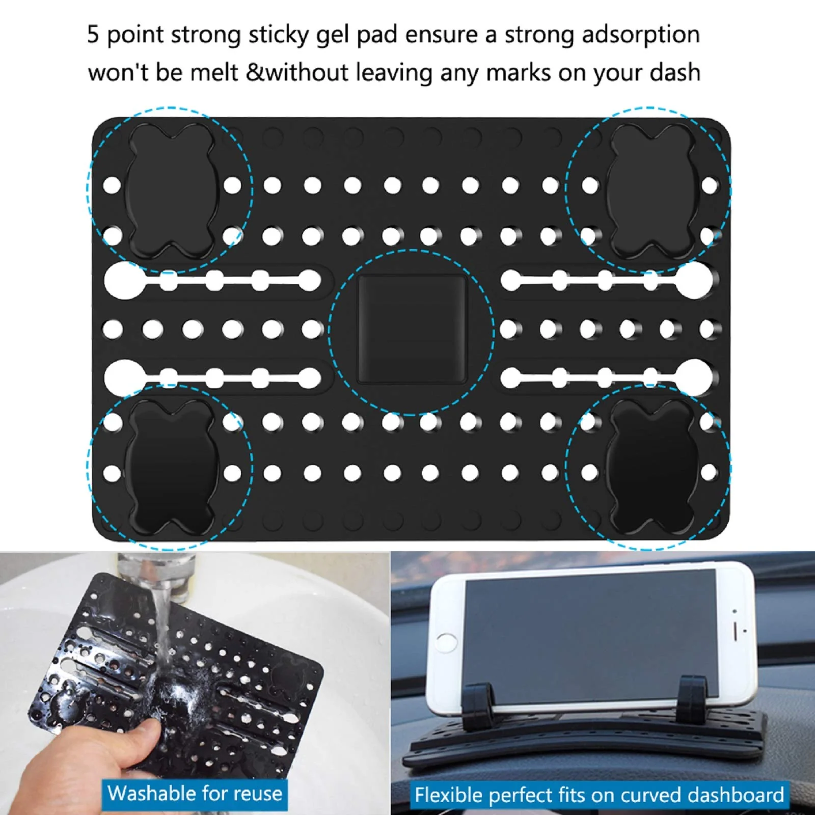 Cell Phone Holder for Car, Dashboard Car Pad Mat Vehicle GPS Mount Universal Fit All Smartphones, Compatible with iPhone Xs/XS Max XR X 6S 7/8 Plus - Image 4