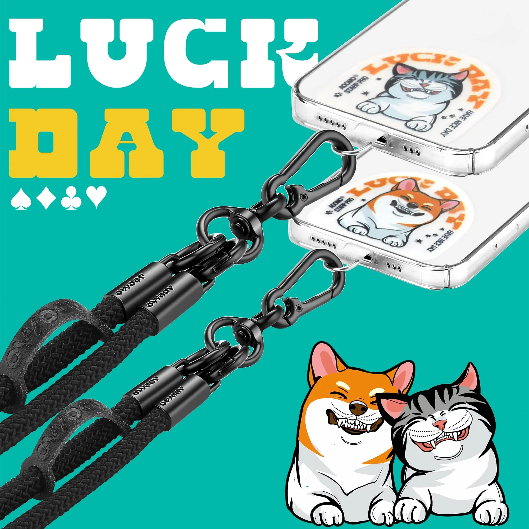 Cell Phone Lanyard, Universal Adjustable Detachable Nylon Crossbody Lanyard,Necklace Lanyard & Wrist Strap with Phone Patch for All Smartphones-7mm Thick (Black, 120cm) Black - Image 2