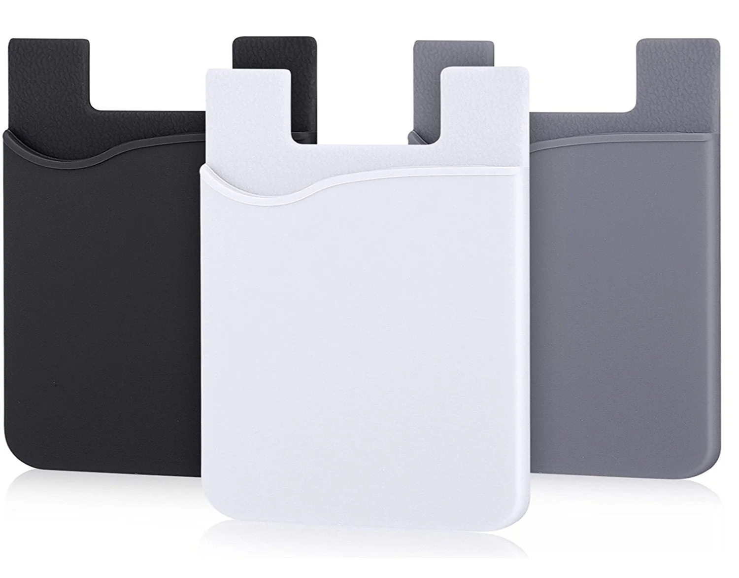 Cell Phone Wallet, Stick on Wallet for Credit Card, Business Card and Id, Works with Almost Every Phone, iPhone, Android and Most Smartphones, Grey/Black/White Grey Black White