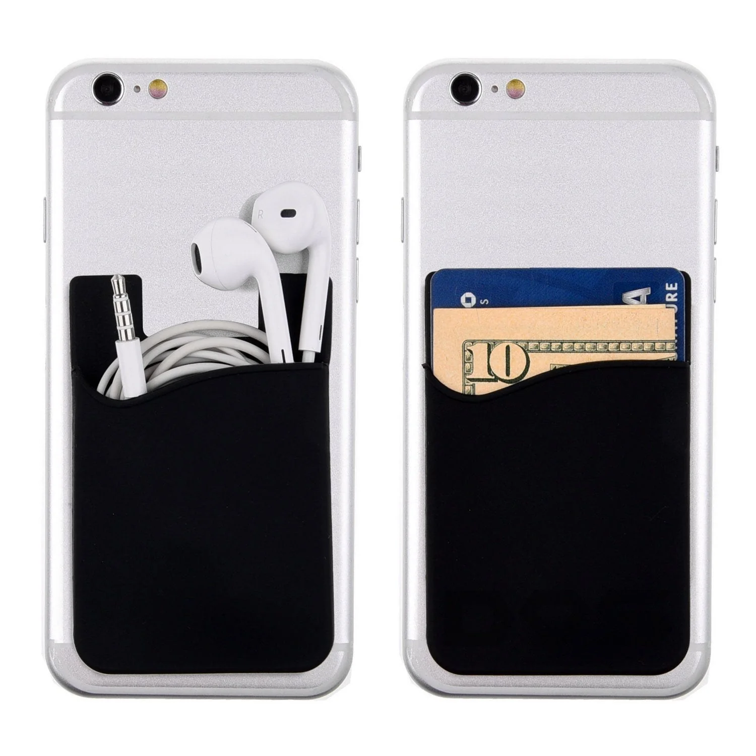 Cell Phone Wallet, Stick on Wallet for Credit Card, Business Card and Id, Works with Almost Every Phone, iPhone, Android and Most Smartphones, Grey/Black/White Grey Black White - Image 7