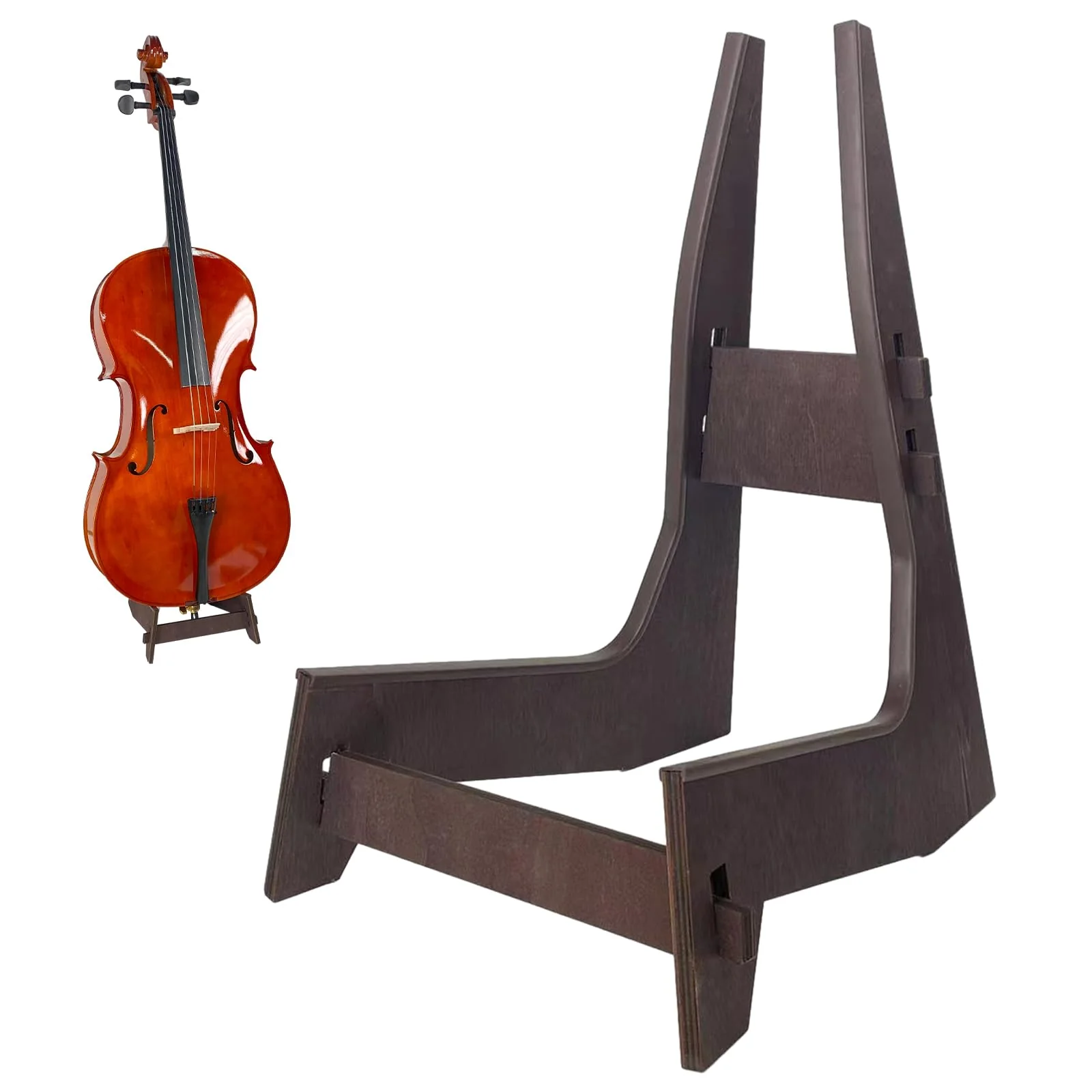 Cello Stand, Cello Support Holder made of wood with Rubber Protection Detachable Portable Musical Instrument Stand for 1/8-4/4 Cellos Guitars Electric Bass Electric Guitar Stand Cello Stand