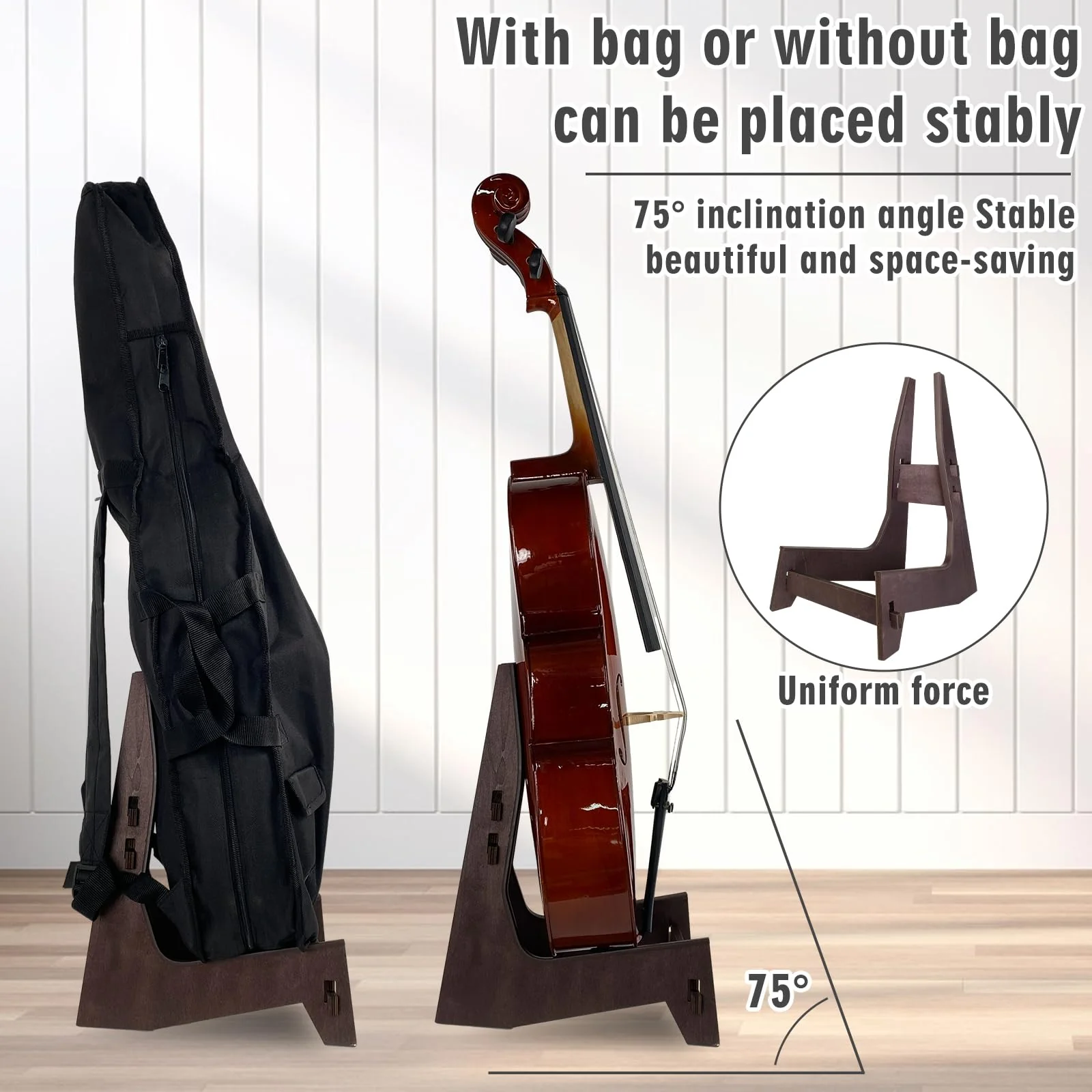 Cello Stand, Cello Support Holder made of wood with Rubber Protection Detachable Portable Musical Instrument Stand for 1/8-4/4 Cellos Guitars Electric Bass Electric Guitar Stand Cello Stand - Image 7