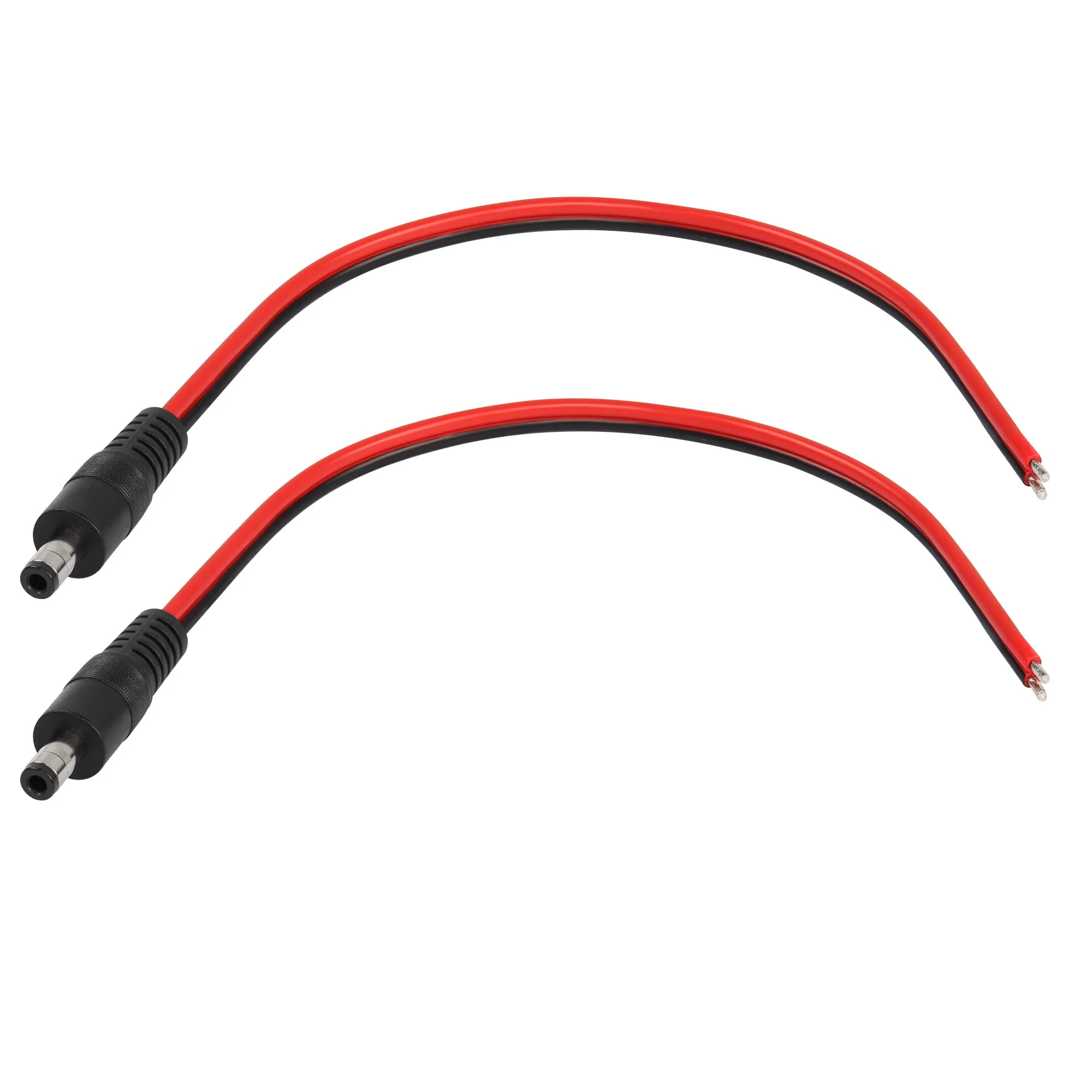 CERRXIAN DC5521 Power Pigtails Cable,1 FT 14AWG 5.5mm x 2.1 mm DC Male Bare Wire Open End Power Wire,DC Supply Repair Cable for CCTV Security Camera LED Strip Light Etc(2-pack) (0.3m Black) 0.3m black - Image 6