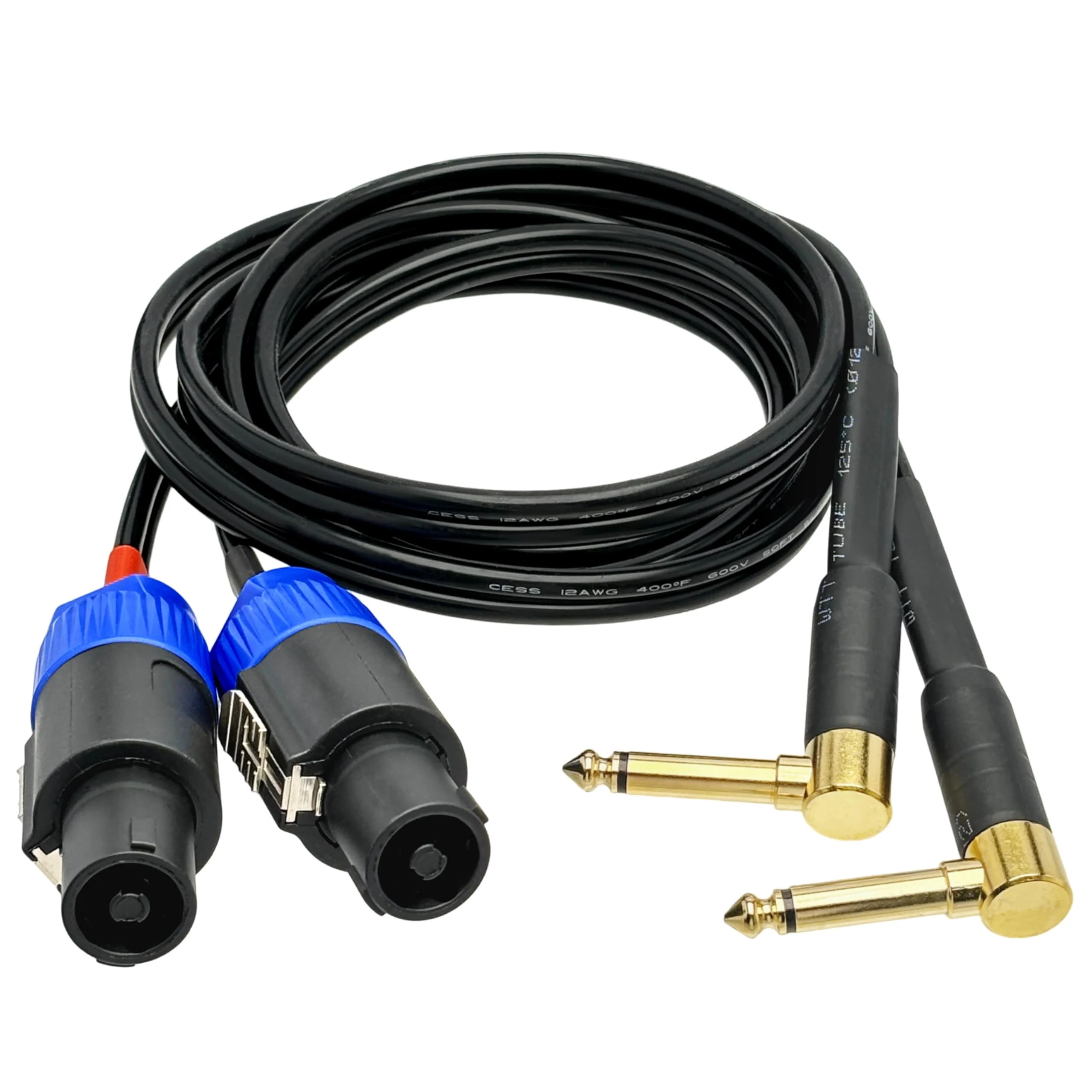 CESS-133-3f Right-angle 1/4 Inch TS Plug to Speakon Speaker/Amplifier Cable, 2 Pack (3 Feet) 3 Feet - Image 4