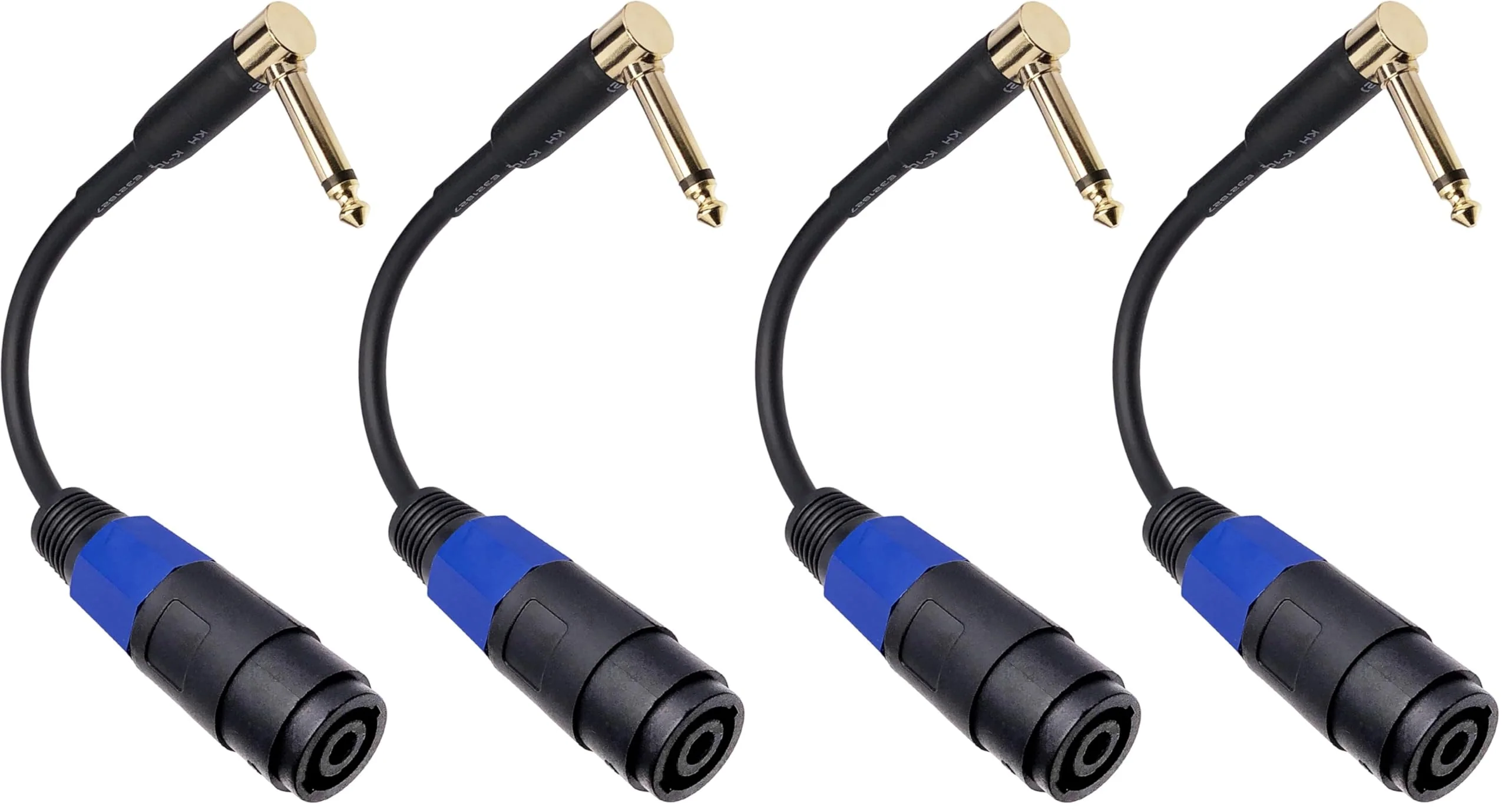CESS-144 Speakon Female Connector to 1/4" Male TS Speaker Cable - Speak-on Jack to 1/4 TS Plug (Right-Angle Plug) (Pack of 2) Right-angle Plug (Pack of 2)