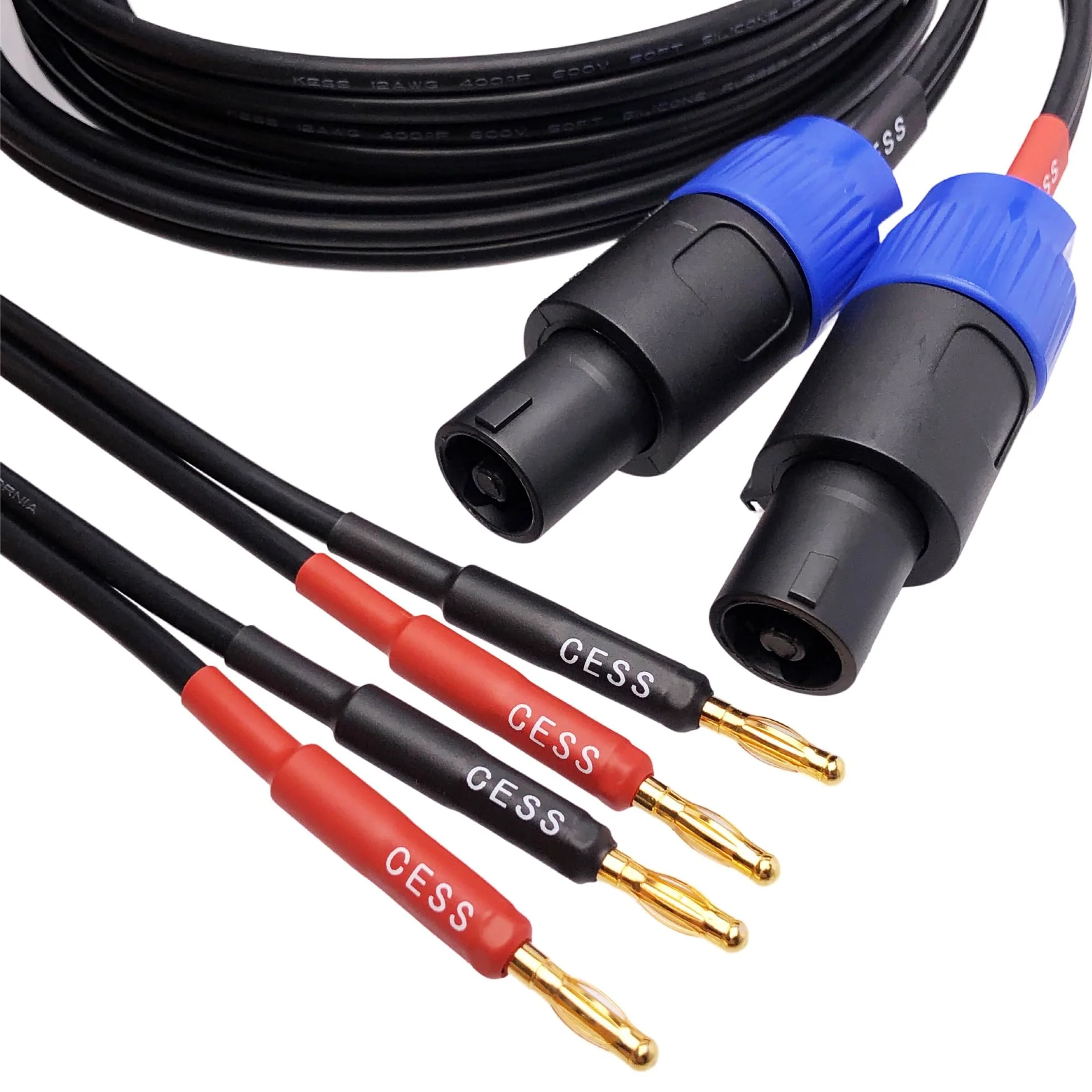 CESS-274-6f Super Soft Silicone 12 Gauge Wires Banana Plug to Speakon Speaker Cable (6 Feet) 6 Feet - Image 7