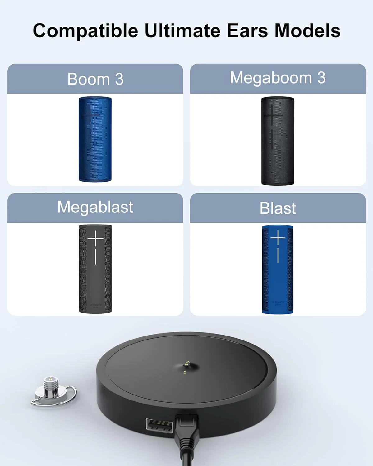 Charging Dock Compatible with Ultimate Ears Boom 3, MEGABOOM 3, Blast & MEGABLAST Portable Waterproof Wireless Bluetooth Speaker. (Black) Black - Image 2