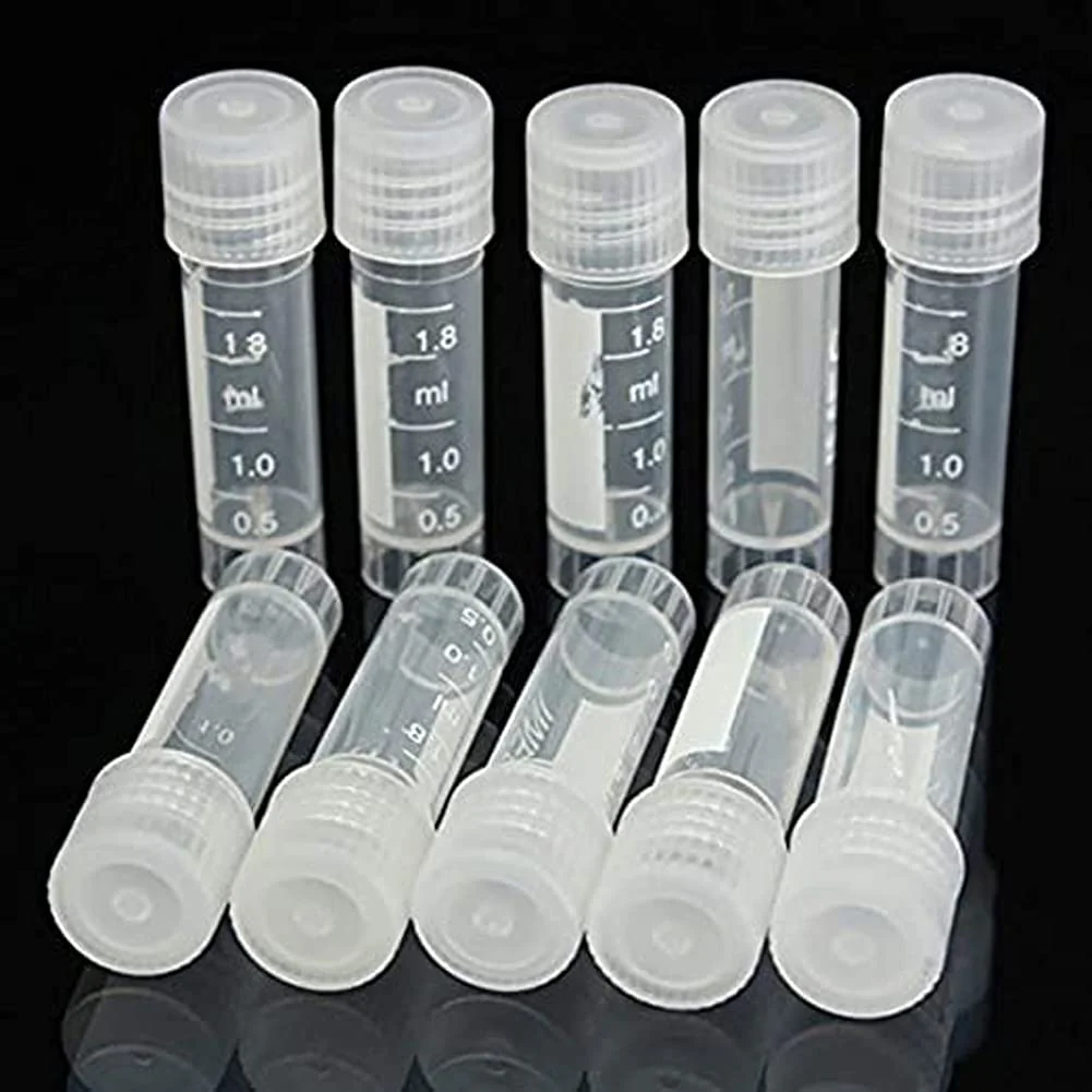 ChenXi Shop 20pcs 2ml Graduated Cryoval Cryogenic Plastic Vials Self Standing with Cap