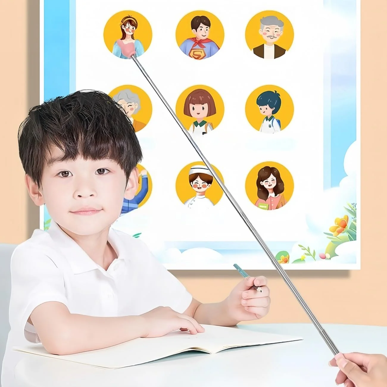 Children Finger Reading Stick Point Reading Pen Kindergarten Student Teacher Teaching Reading Picture Book Finger Shape Mini Pointer Stick Pink - Image 6