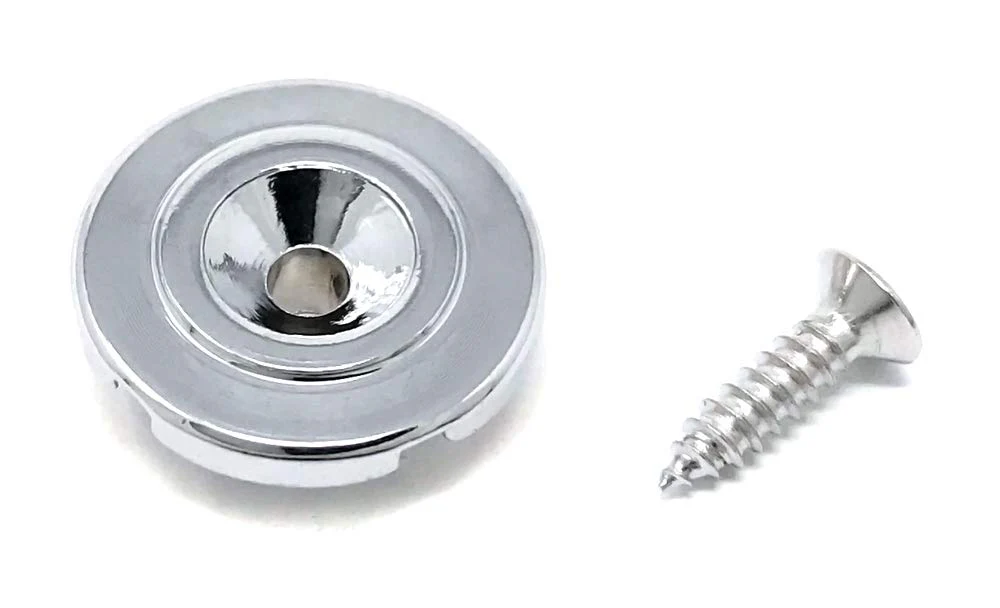 Chrome Round Slotted String Retainer Guide Tree for Fender Precision Jazz Style Bass Guitars and Others with Screw BSR50-CHR Chrome