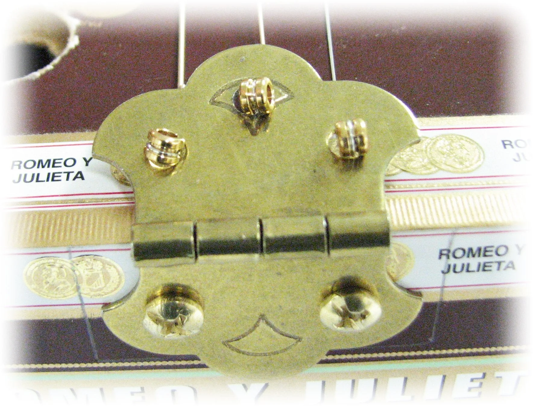 Cigar Box Guitar Brass Hinge Tailpiece for 4-String CBGs - Image 3