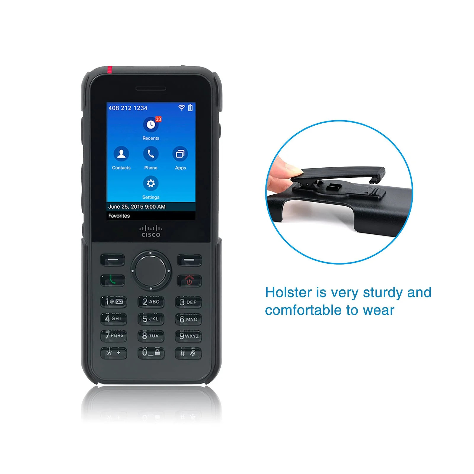 Cisco Phone Holster Case for Cisco 8821 with 360° Rotating Belt Clip, Cisco Portable Phone Clip for Cisco 8821 EX Wireless VoIP Phones Black - Image 3