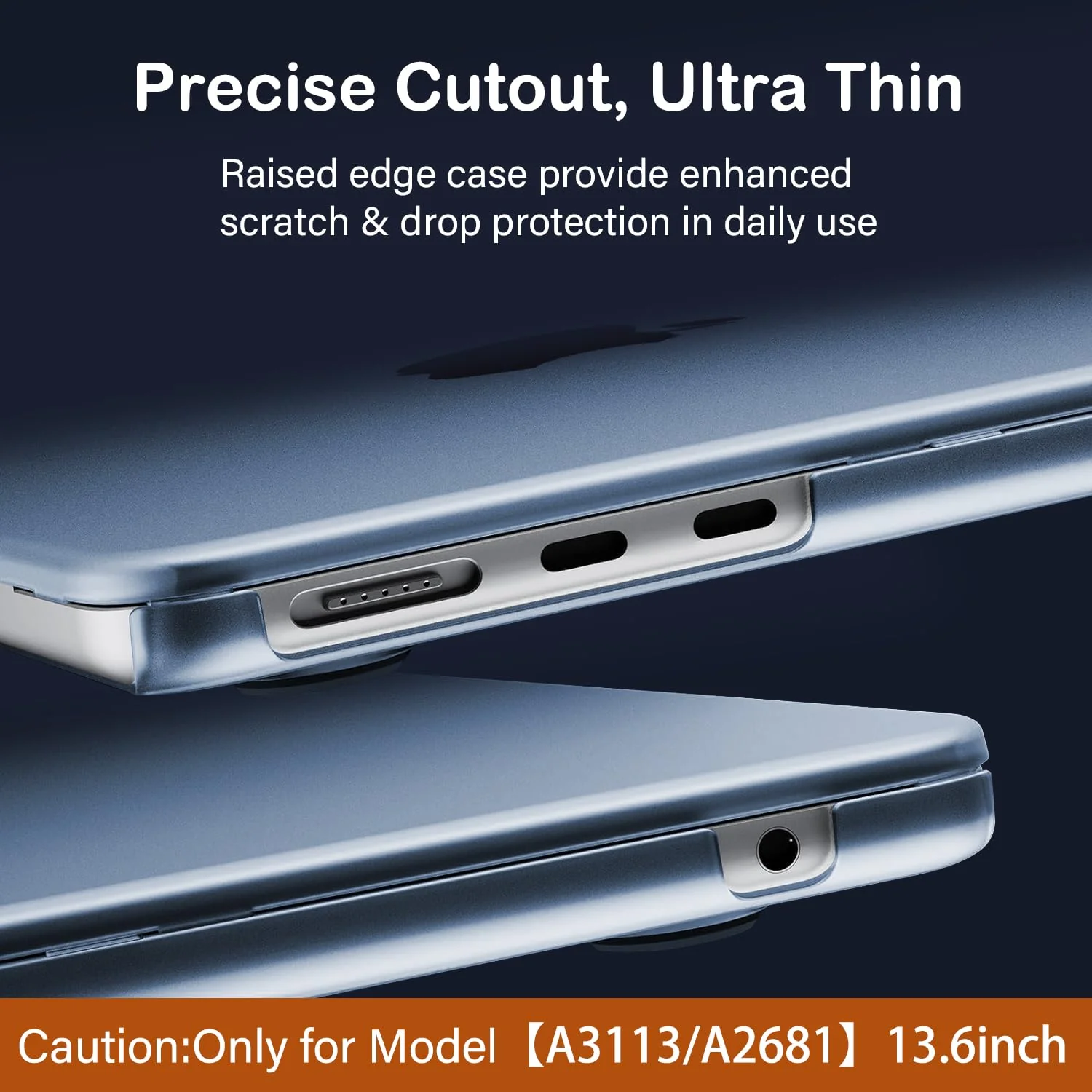 CISSOOK Compatible with MacBook Air 13.6 inch Case M3 A3113 M2 A2681 Model 2024 2022 Release, [Ultra Thin Armor] Durable Plastic Hard Shell Case Cover for MacBook Air M3 M2 13 inch Case - Midnight Air13.6inch-Crystalline Midnight Clear - Image 4