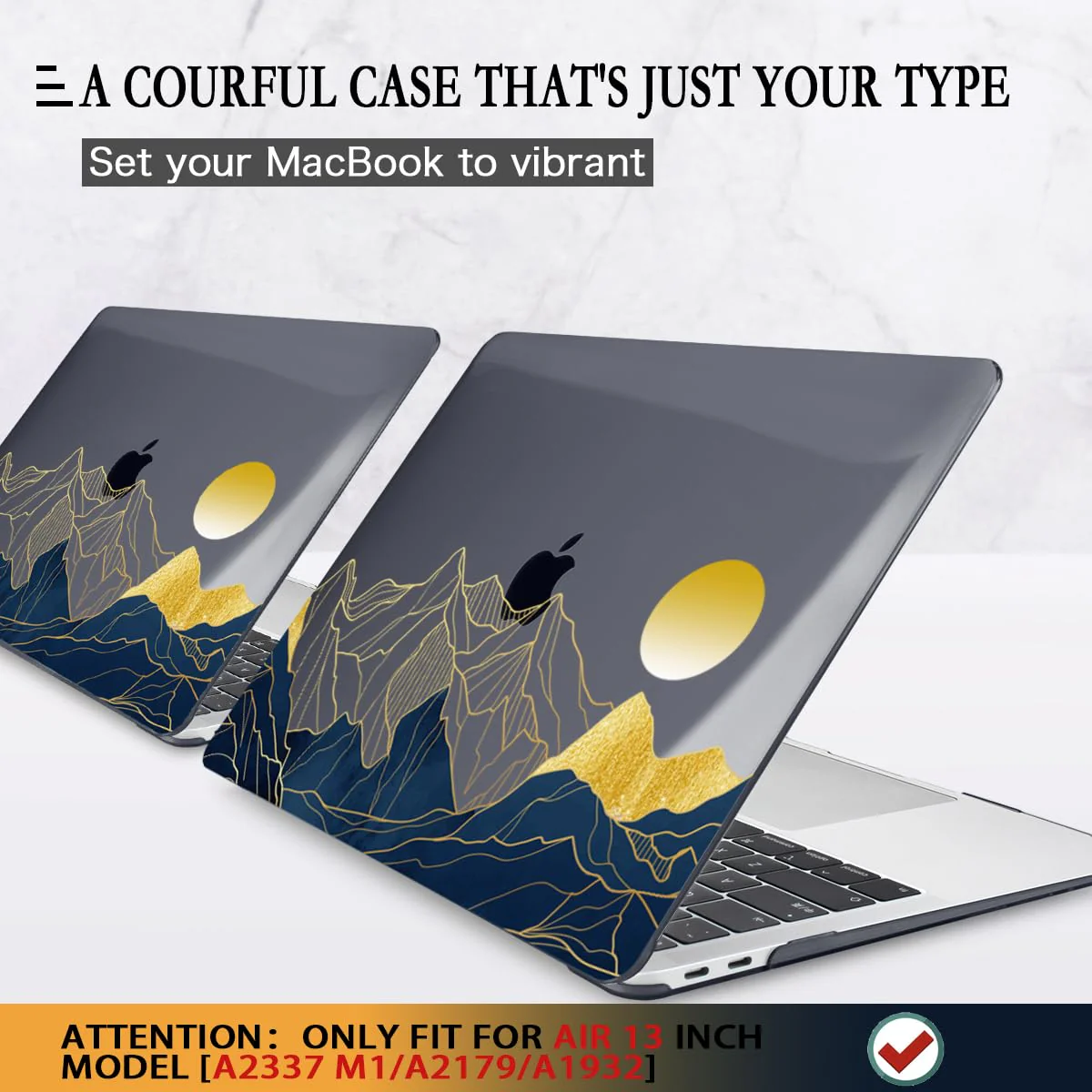 CISSOOK for MacBook Air 13 Inch Case A2337 M1 A2179 A1932 Model 2021-2018 Released, 13 inch Hard Shell Cover with Keyboard Cover for MacBook Air 13 M1 Case with Touch ID - Mountain & Raised Sun 13inch-Mountain & Raised Sun - Image 3