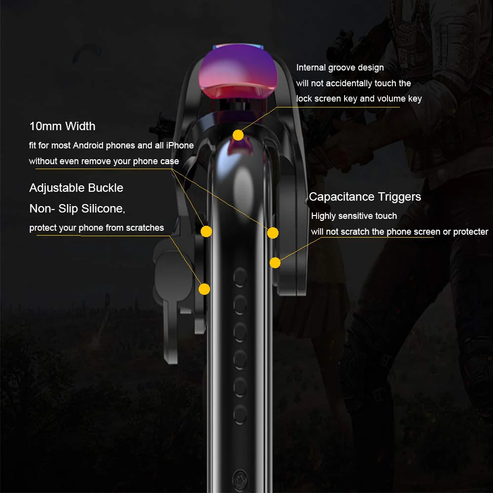 CK3 Mobile Triggers,Mobile Game Controller, Game Trigger for PUBG/Fortnite/Call of Duty,Shooter Sensitive Controller Joysticks Aim & Fire Trigger for iPhone and Android Phone(1 Pair) - Image 4