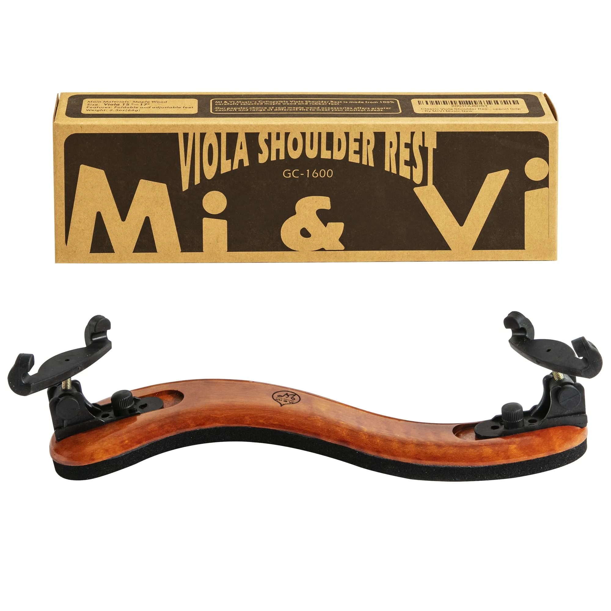 Classic Viola Shoulder Rest for 15�-17� Viola (Full Size) with Adjustable Height | Collapsible | Real Maple Wood | Excellent Support Grip - By MIVI Music Viola 15"-17"