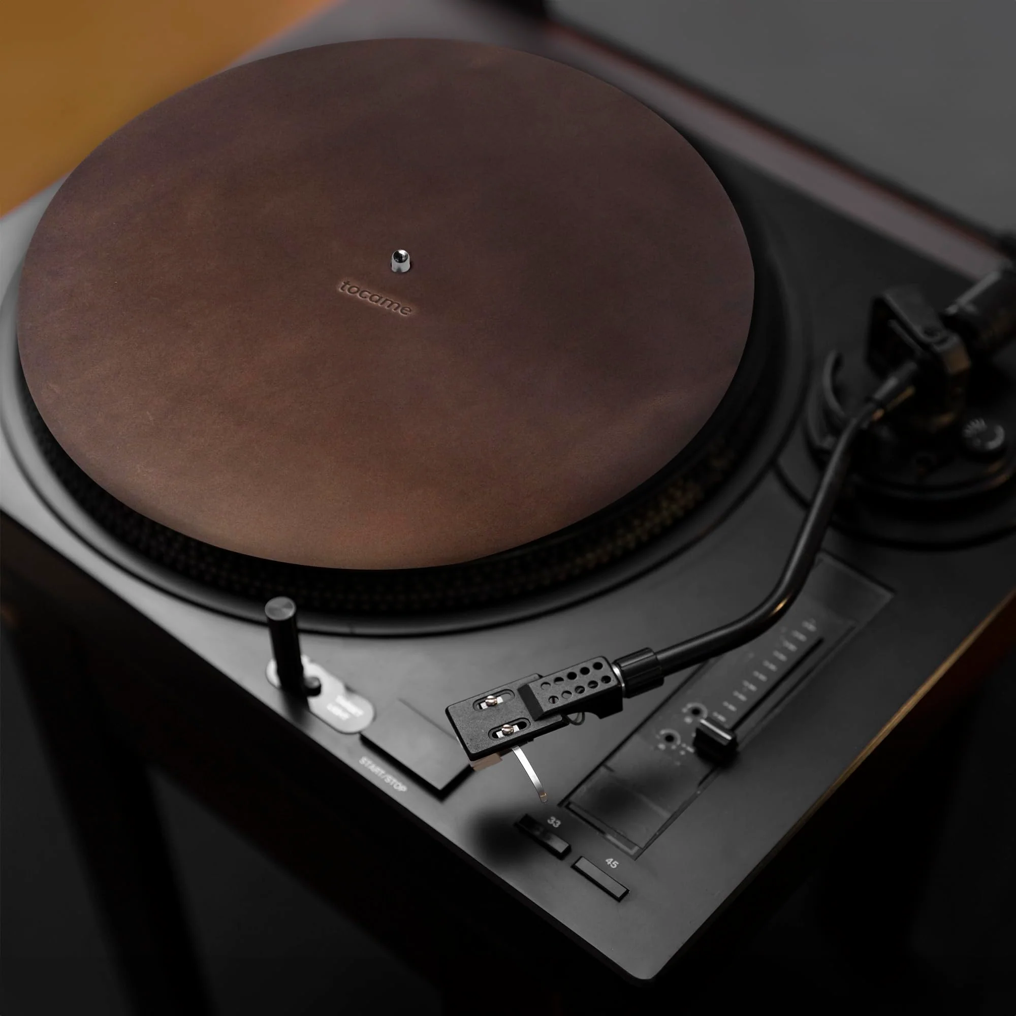 Classy Circular Turntable Slipmat, Antistatic Cover, Reduces Noise & Sounds from Static and Dust, Full Grain Leather, Handmade, Bourbon Brown - Image 2
