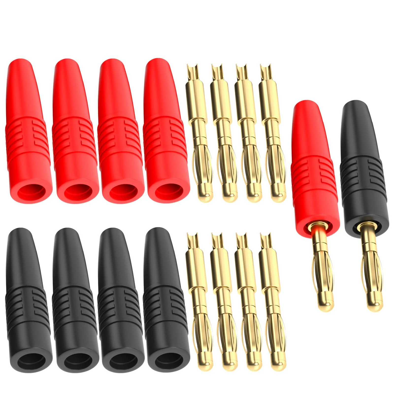 Cleqee Pack of 10 4 mm Banana Plugs Male Plug Gold-Plated Solder Type Adapter for DIY Electrical Testing 4 mm gold-plated banana plug