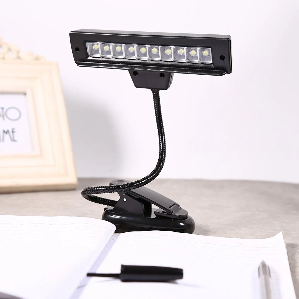 Clip On Lamp Clip On Lamps Plastic Metal Black Portable 10 Led Clip On Music Stand Clamp Light Bedroom Desk Reading Lamp Ac 110V ~220V (b) - Image 2