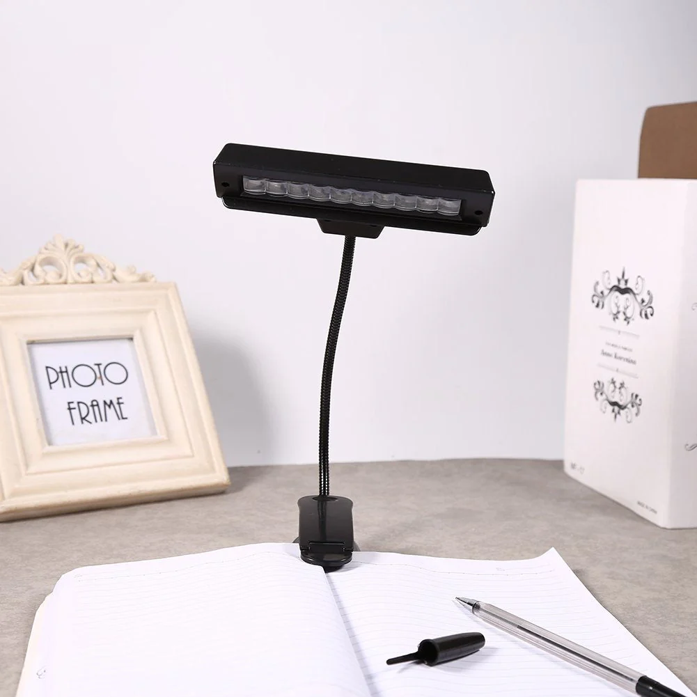Clip On Lamp Clip On Lamps Plastic Metal Black Portable 10 Led Clip On Music Stand Clamp Light Bedroom Desk Reading Lamp Ac 110V ~220V (b) - Image 4