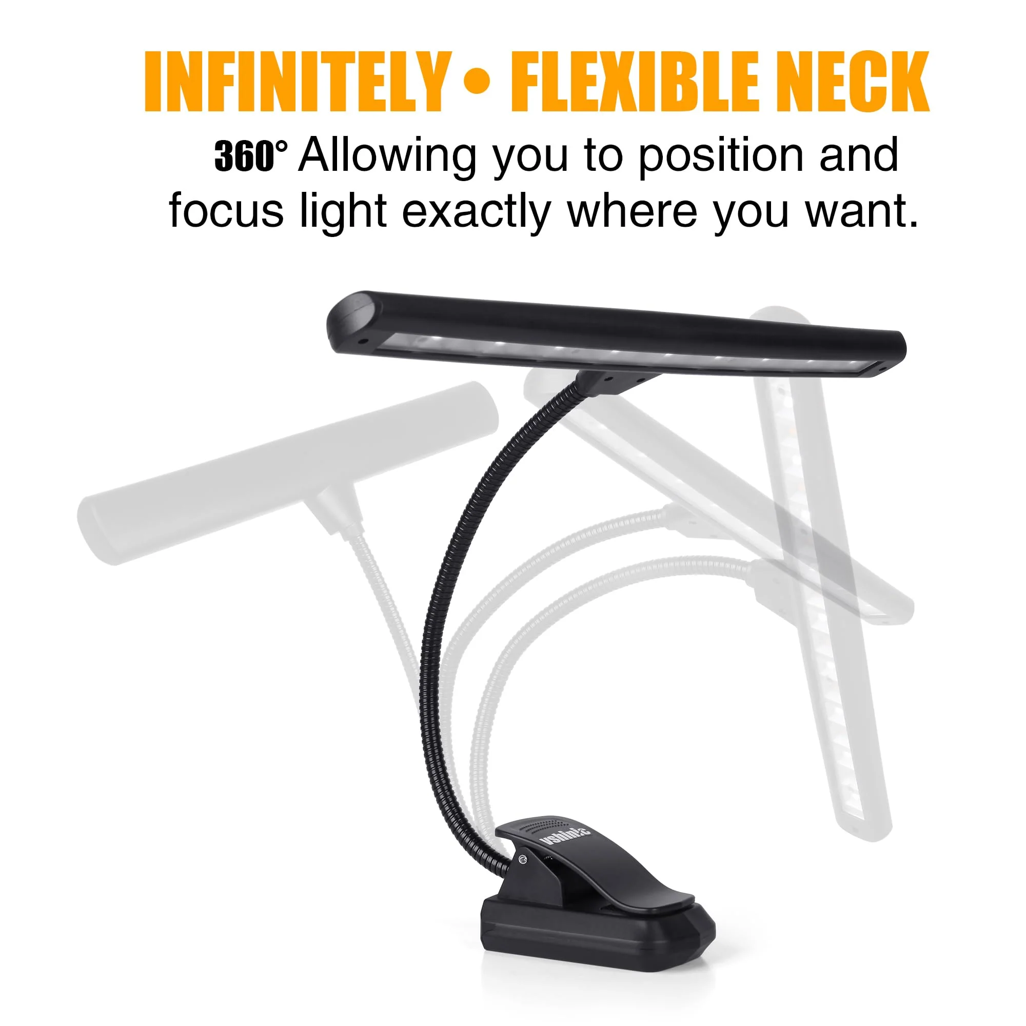 Clip On Music Stand Light,18LED Rechargeable Piano Light, Orchestra Light 3 Colors & 2 Levels Brightness Settings,Perfect for Piano, Keyboard,Orchestra,DJ,Craft and Reading - Image 3