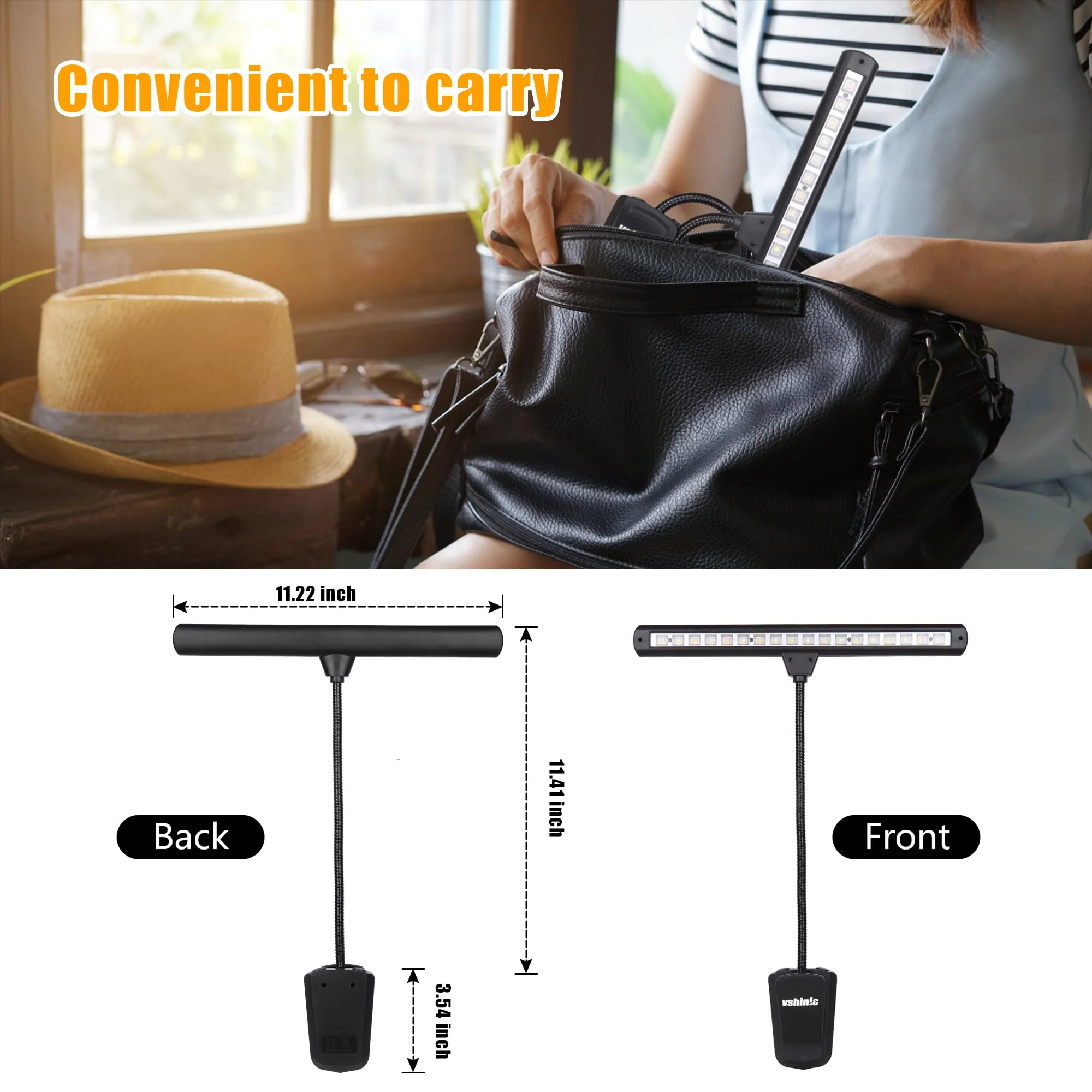 Clip On Music Stand Light,18LED Rechargeable Piano Light, Orchestra Light 3 Colors & 2 Levels Brightness Settings,Perfect for Piano, Keyboard,Orchestra,DJ,Craft and Reading - Image 7