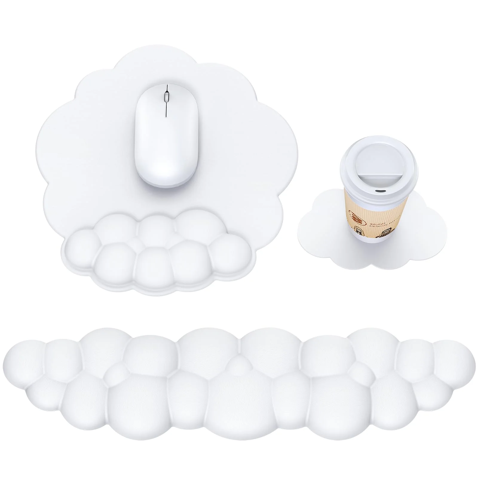 Cloud Mouse Pad with Wrist Rest, Cloud Keyboard Wrist Rest, Wrist Rest for Computer Keyboard, Cloud Mouse Pad Wrist Support, Ergonomic Cloud Keyboard Mouse Wrist Support (White) White