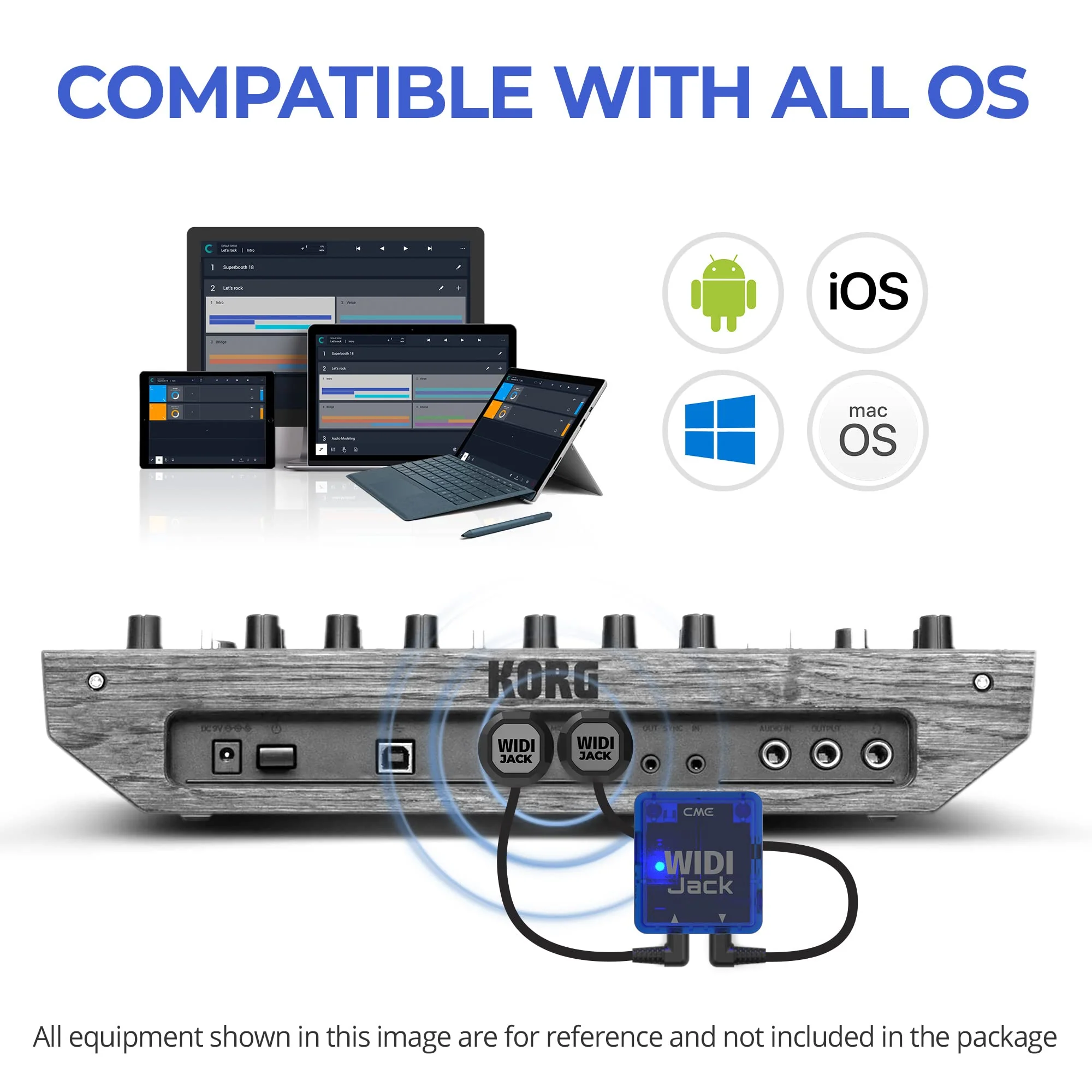 CME WIDI Jack + DIN-5 MIDI Cable Pack - Bluetooth MIDI Interface with 5-PIN DIN MIDI cables Included - Works with all DIN-5 MIDI devices - Wireless MIDI for Synth Keytar Pedalboard Keyboard - Image 3