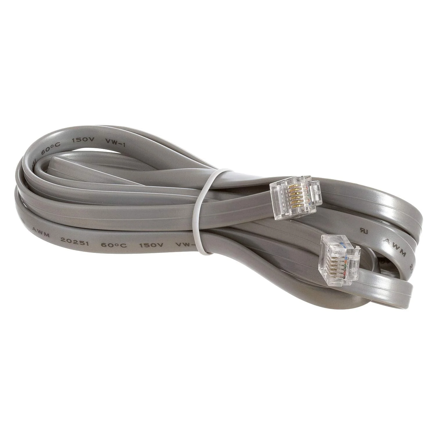 Cmple - Telephone Cord 7ft Phone Cord for Landline Male to Male 6P6C RJ12 Cable for 3 Lines Home Phone, Fax, DSL Modem, Router, Printer - Gray RJ12(6P6C),Reverse