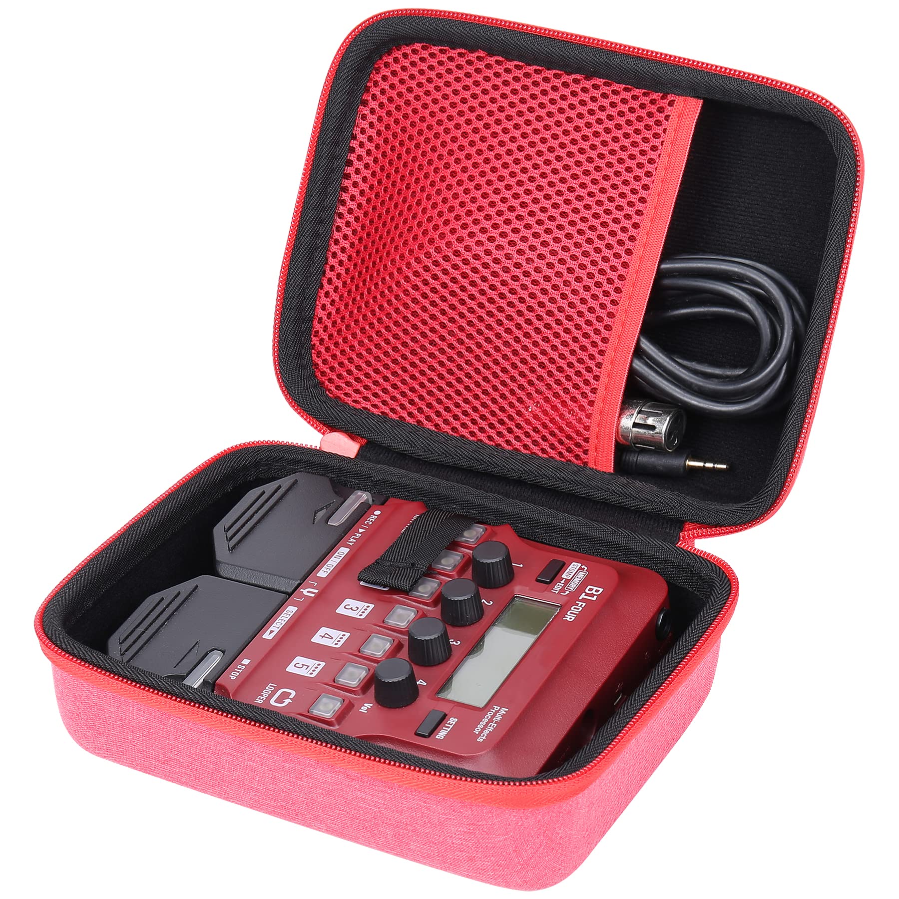 co2CREA Hard Carrying Case replacement for Zoom FOUR Bass Guitar Multi-Effects Processor Pedal (Zoom G1 B1 A1 FOUR Bass Guitar Case, Red Case) Zoom G1 B1 A1 FOUR Bass Guitar Case - Image 3