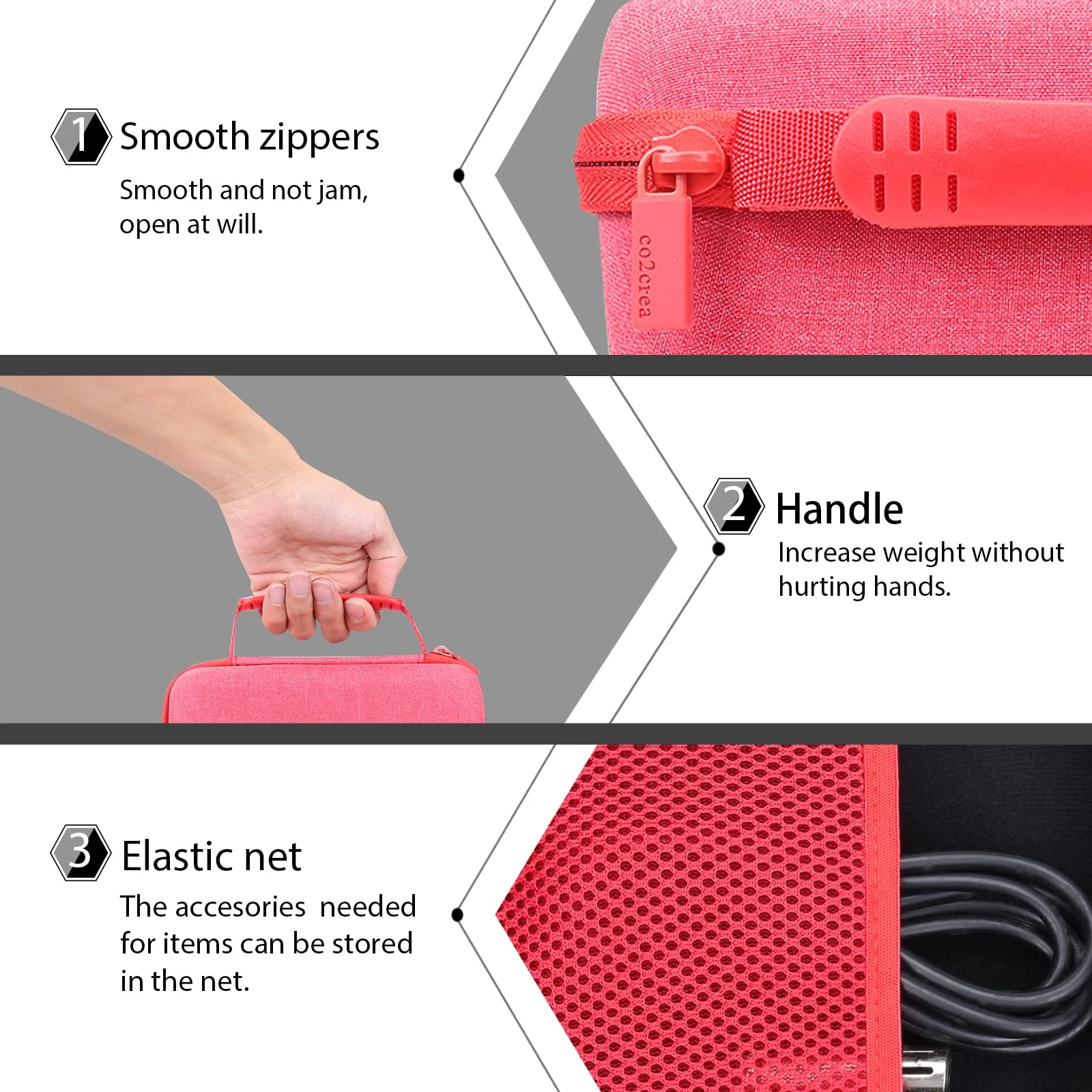 co2CREA Hard Carrying Case replacement for Zoom FOUR Bass Guitar Multi-Effects Processor Pedal (Zoom G1 B1 A1 FOUR Bass Guitar Case, Red Case) Zoom G1 B1 A1 FOUR Bass Guitar Case - Image 5