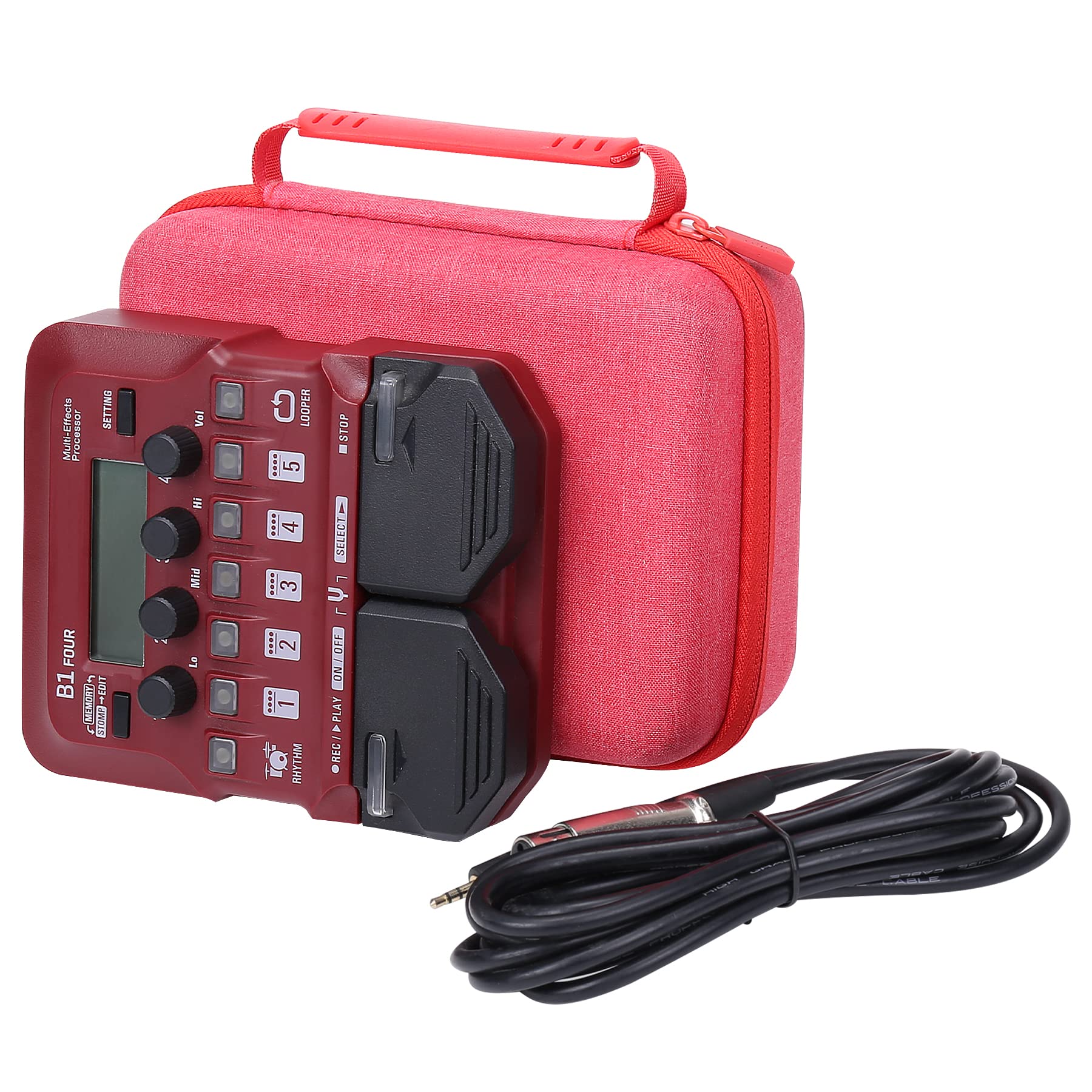 co2CREA Hard Carrying Case replacement for Zoom FOUR Bass Guitar Multi-Effects Processor Pedal (Zoom G1 B1 A1 FOUR Bass Guitar Case, Red Case) Zoom G1 B1 A1 FOUR Bass Guitar Case - Image 9